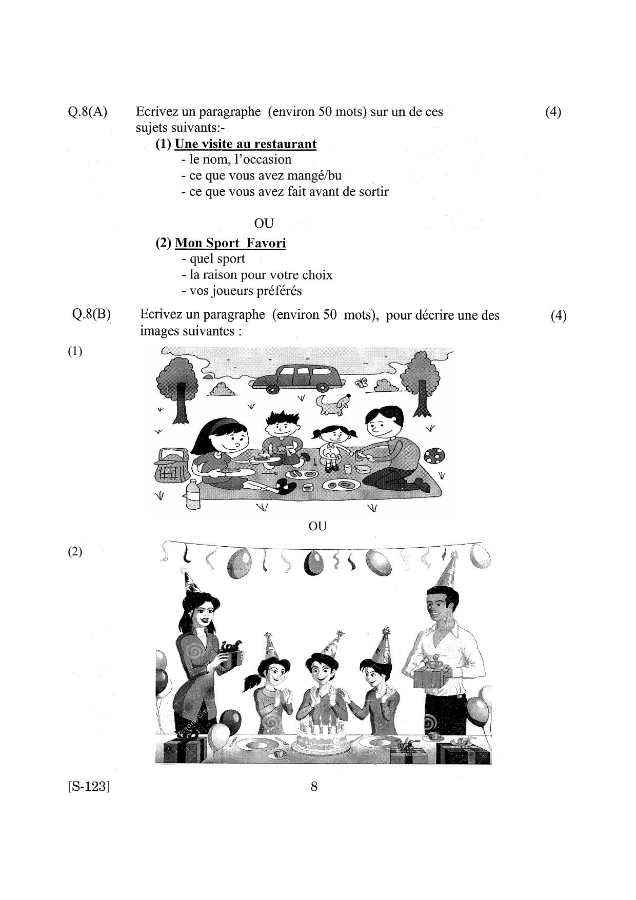 Goa Board Class 10 French  (March 2019) Question Paper - Page 8