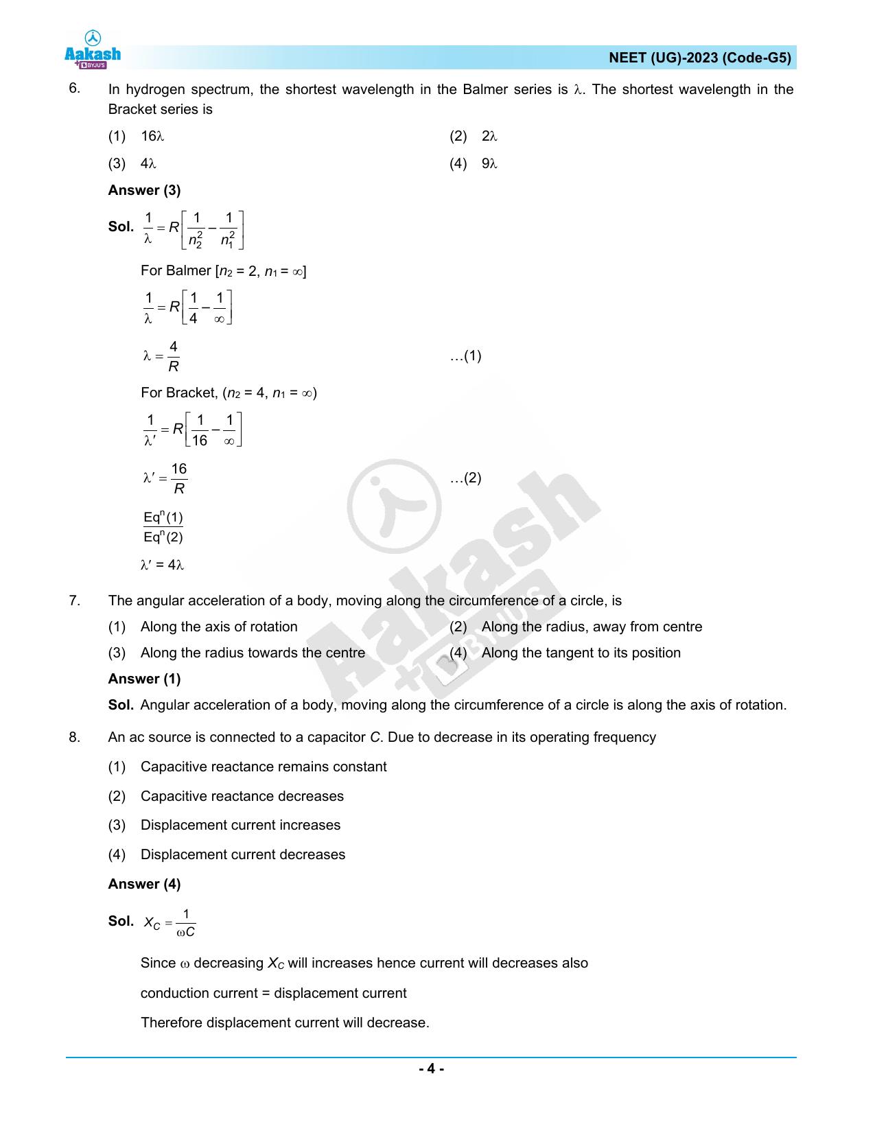 NEET 2023 Question Paper G5 (Aakash Institute) - Page 4