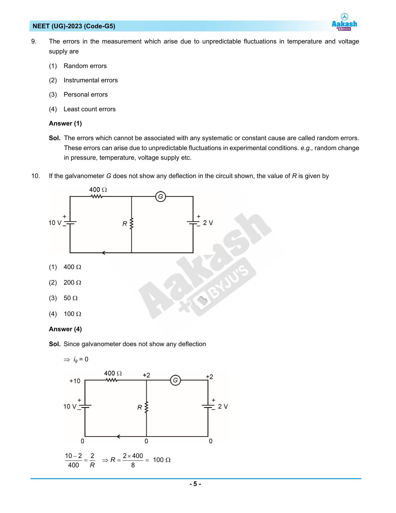 NEET 2023 Question Paper G5 (Aakash Institute) - Page 5