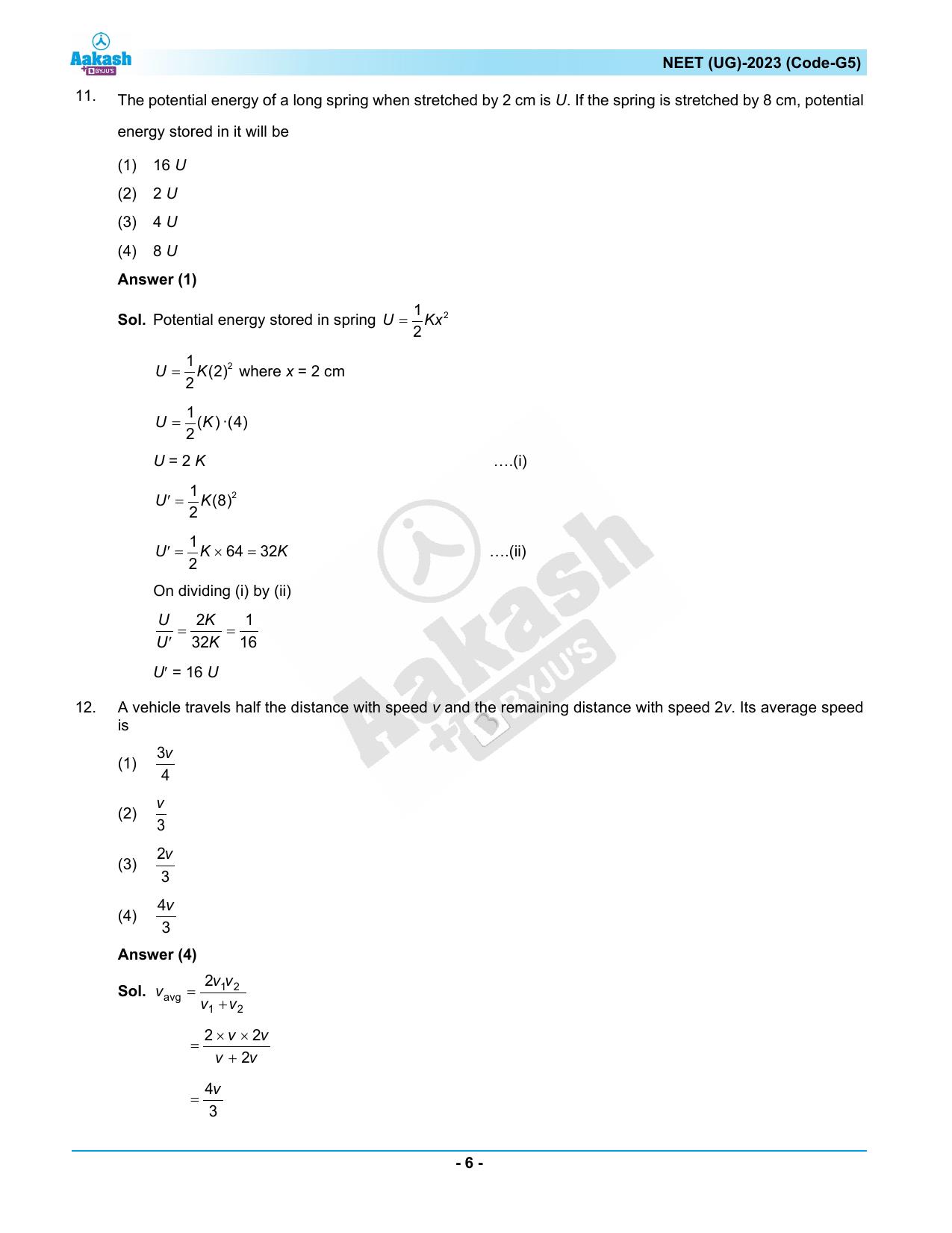 NEET 2023 Question Paper G5 (Aakash Institute) - Page 6