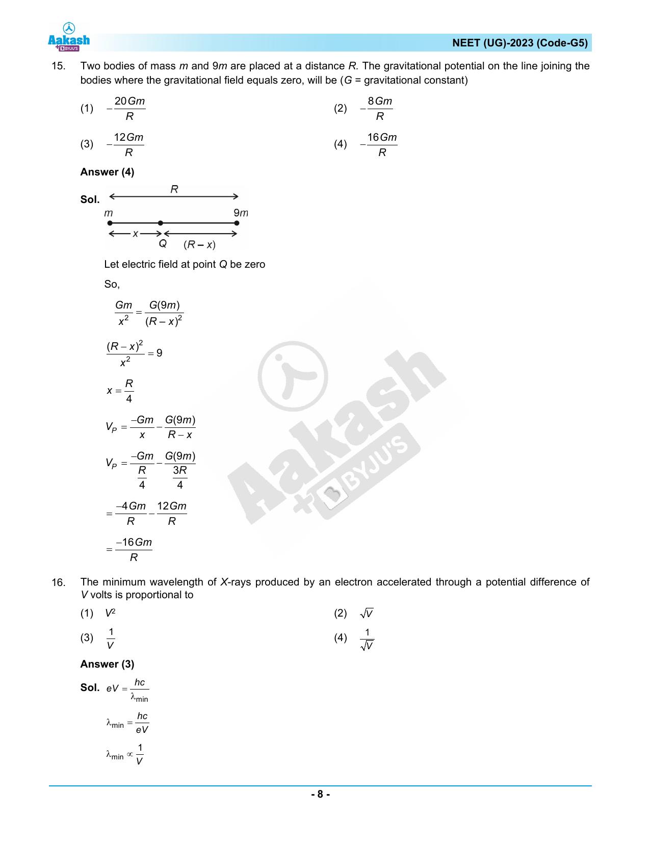 NEET 2023 Question Paper G5 (Aakash Institute) - Page 8