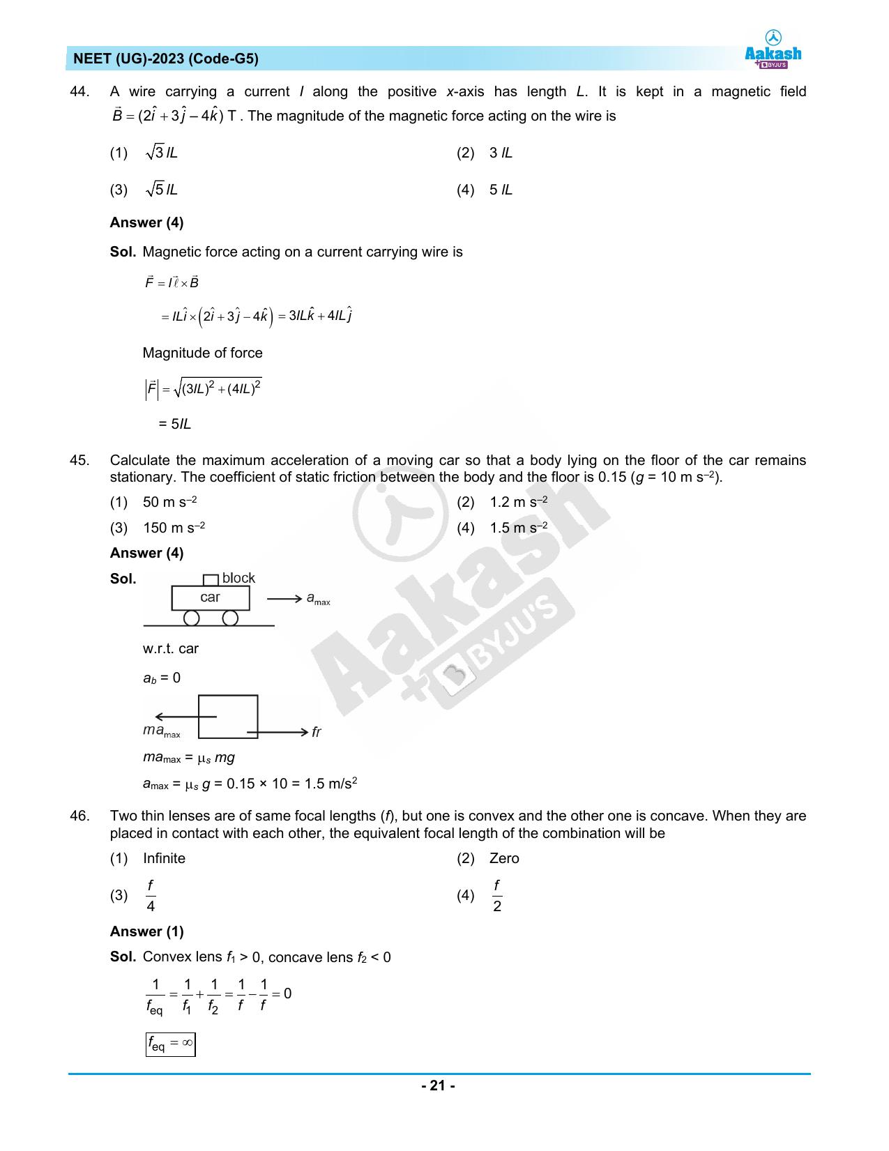 NEET 2023 Question Paper G5 (Aakash Institute) - Page 21