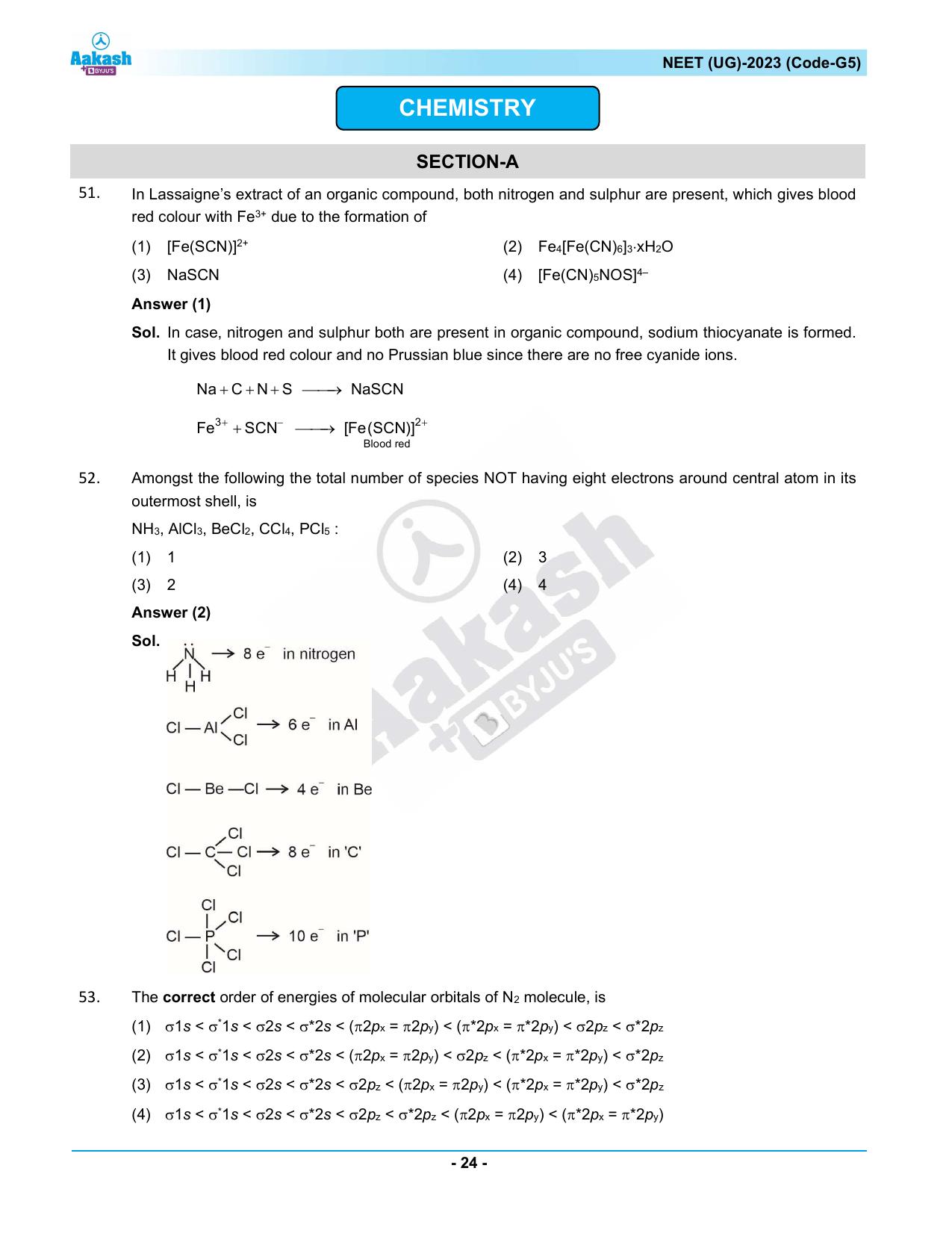 NEET 2023 Question Paper G5 (Aakash Institute) - Page 24