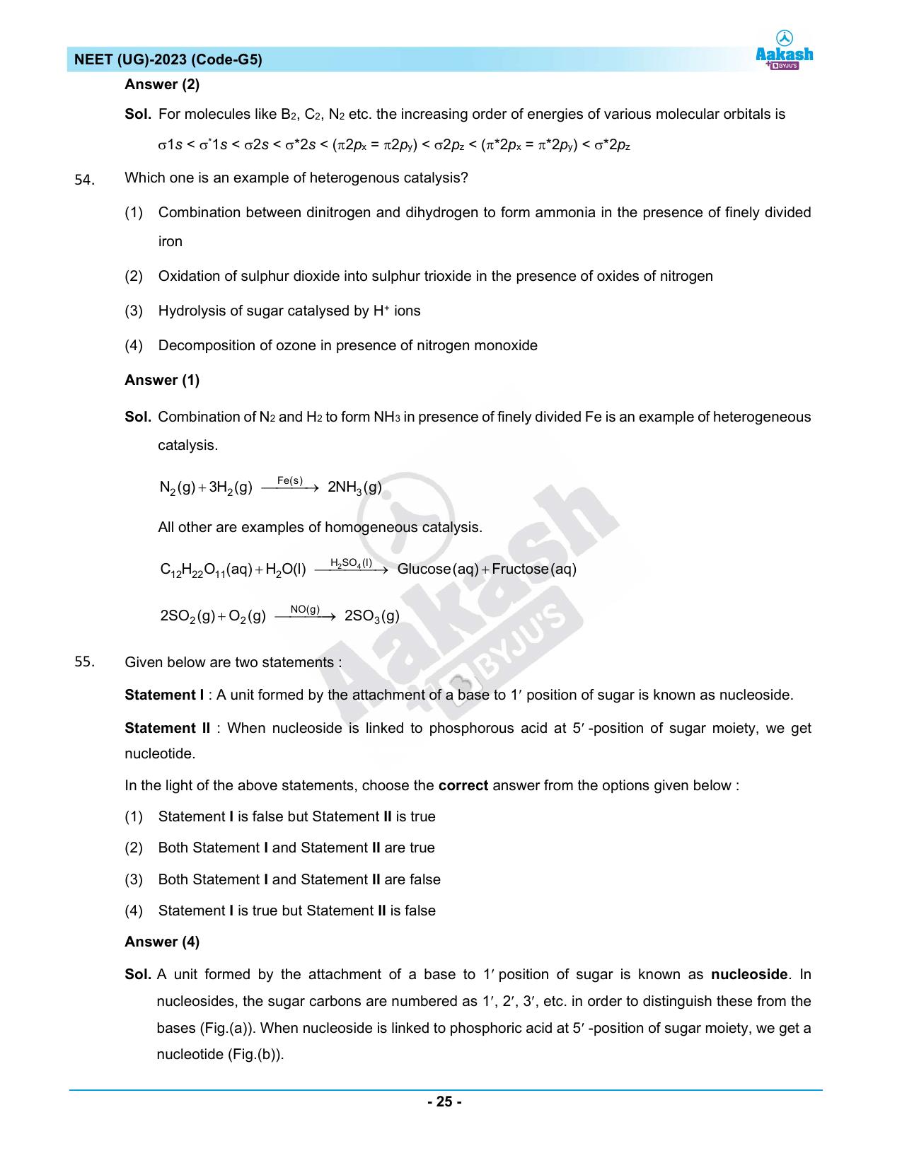 NEET 2023 Question Paper G5 (Aakash Institute) - Page 25