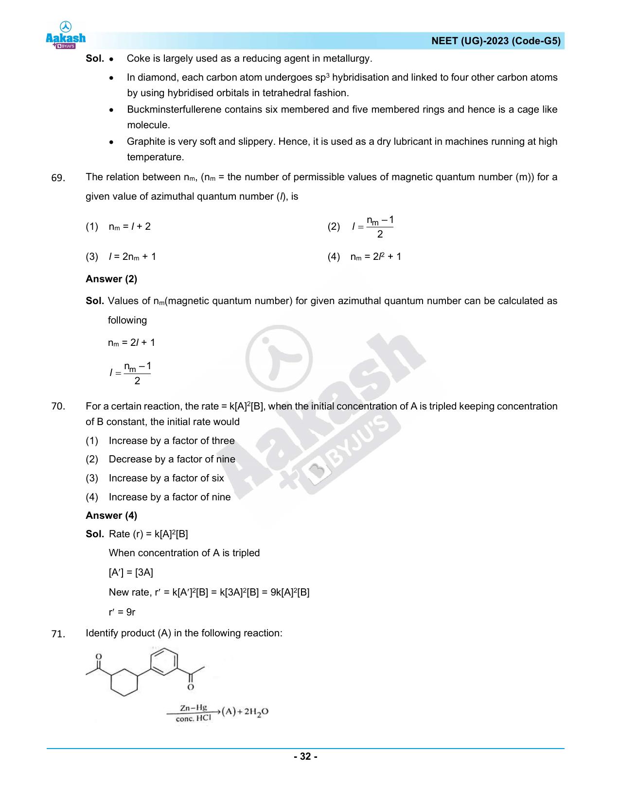 NEET 2023 Question Paper G5 (Aakash Institute) - Page 32