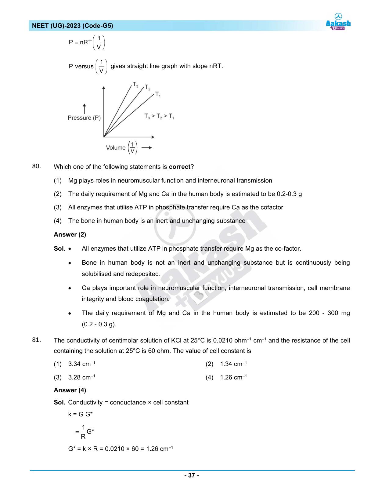NEET 2023 Question Paper G5 (Aakash Institute) - Page 37
