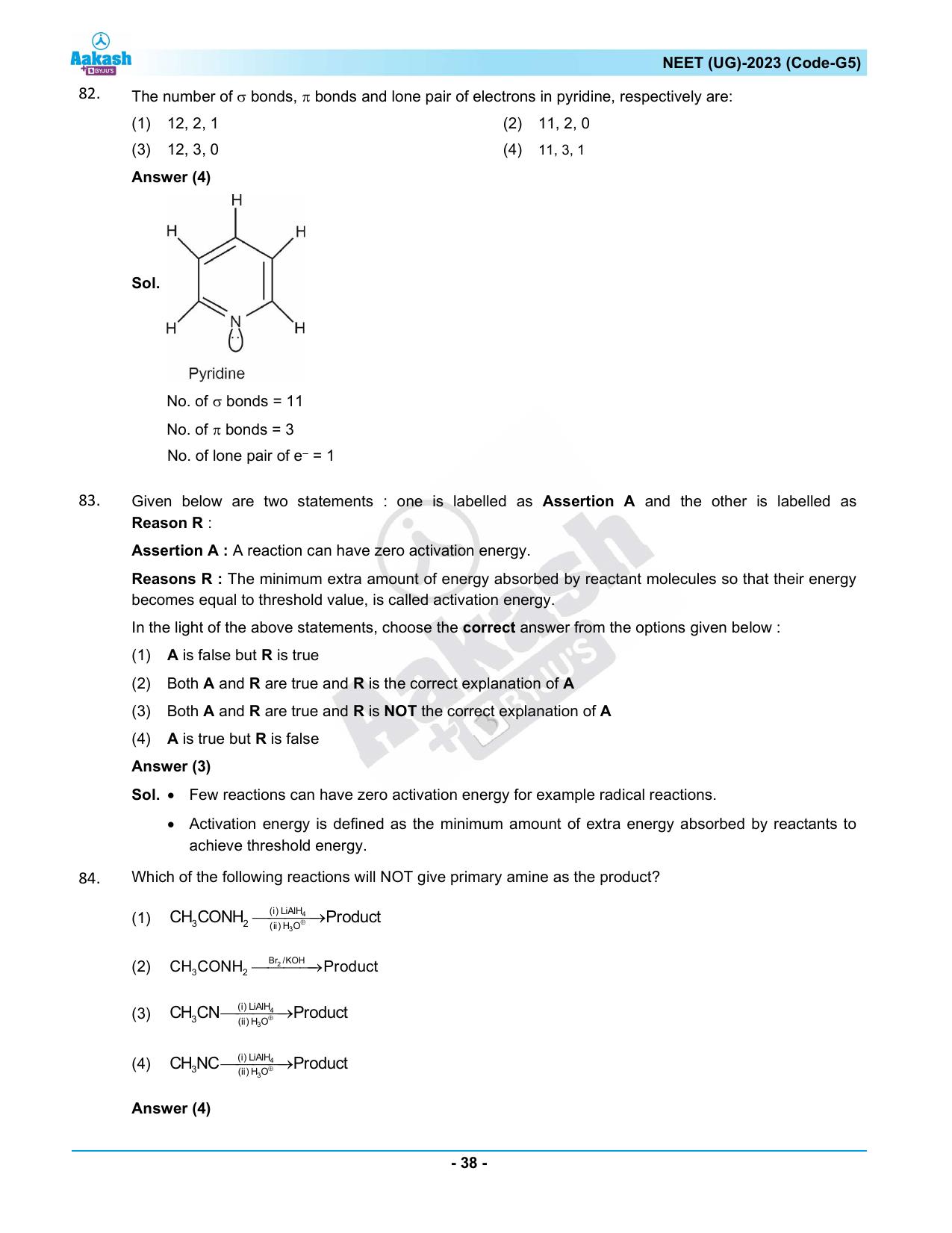 NEET 2023 Question Paper G5 (Aakash Institute) - Page 38