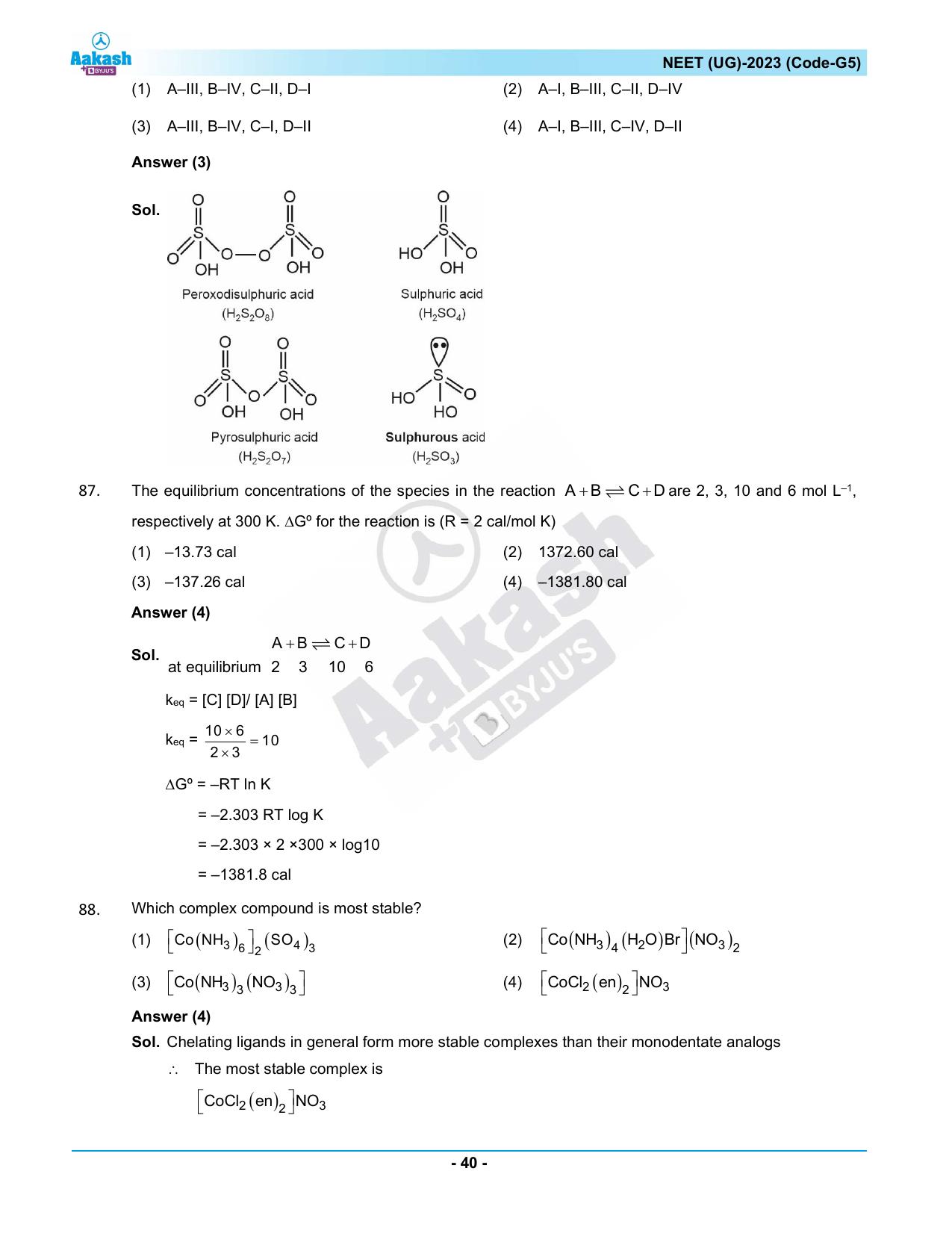 NEET 2023 Question Paper G5 (Aakash Institute) - Page 40