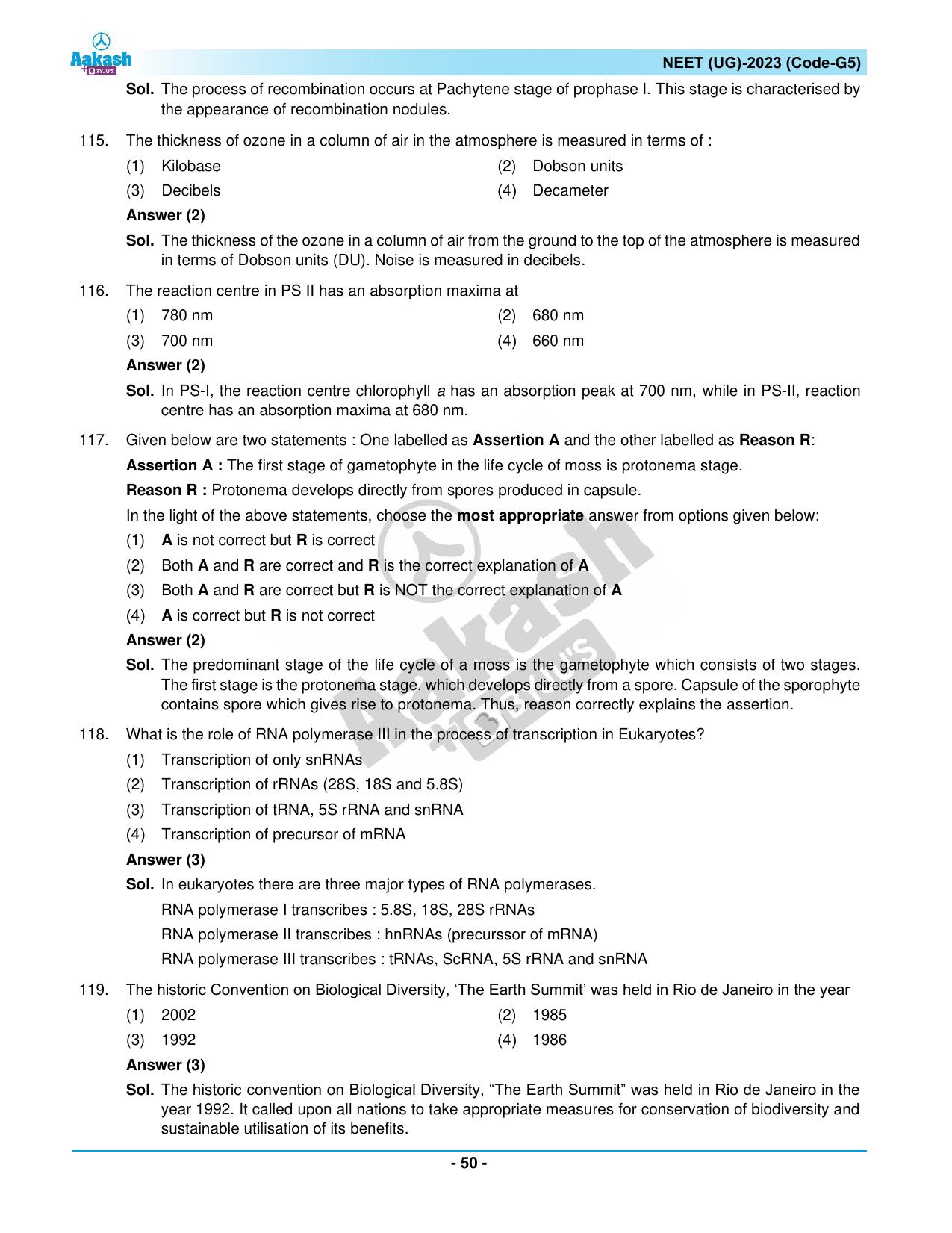 NEET 2023 Question Paper G5 (Aakash Institute) - Page 50