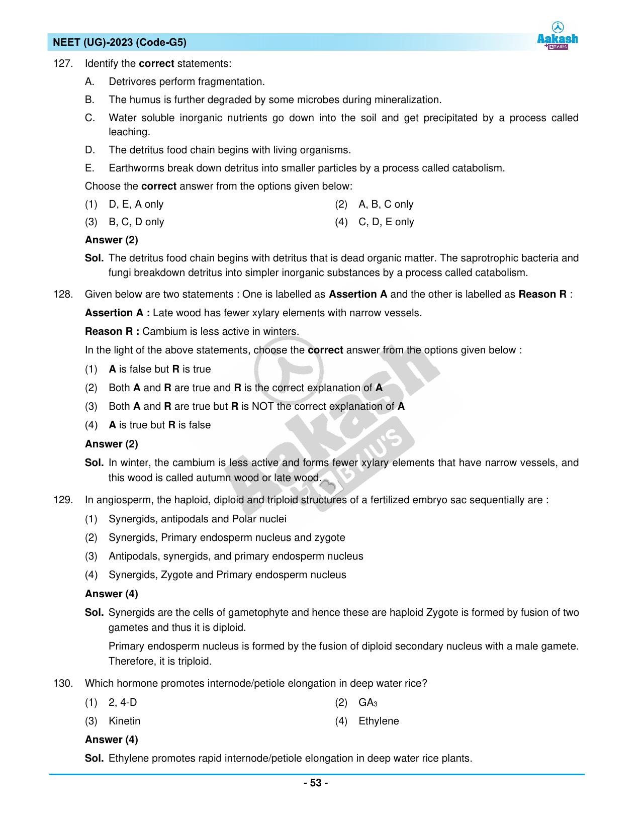 NEET 2023 Question Paper G5 (Aakash Institute) - Page 53