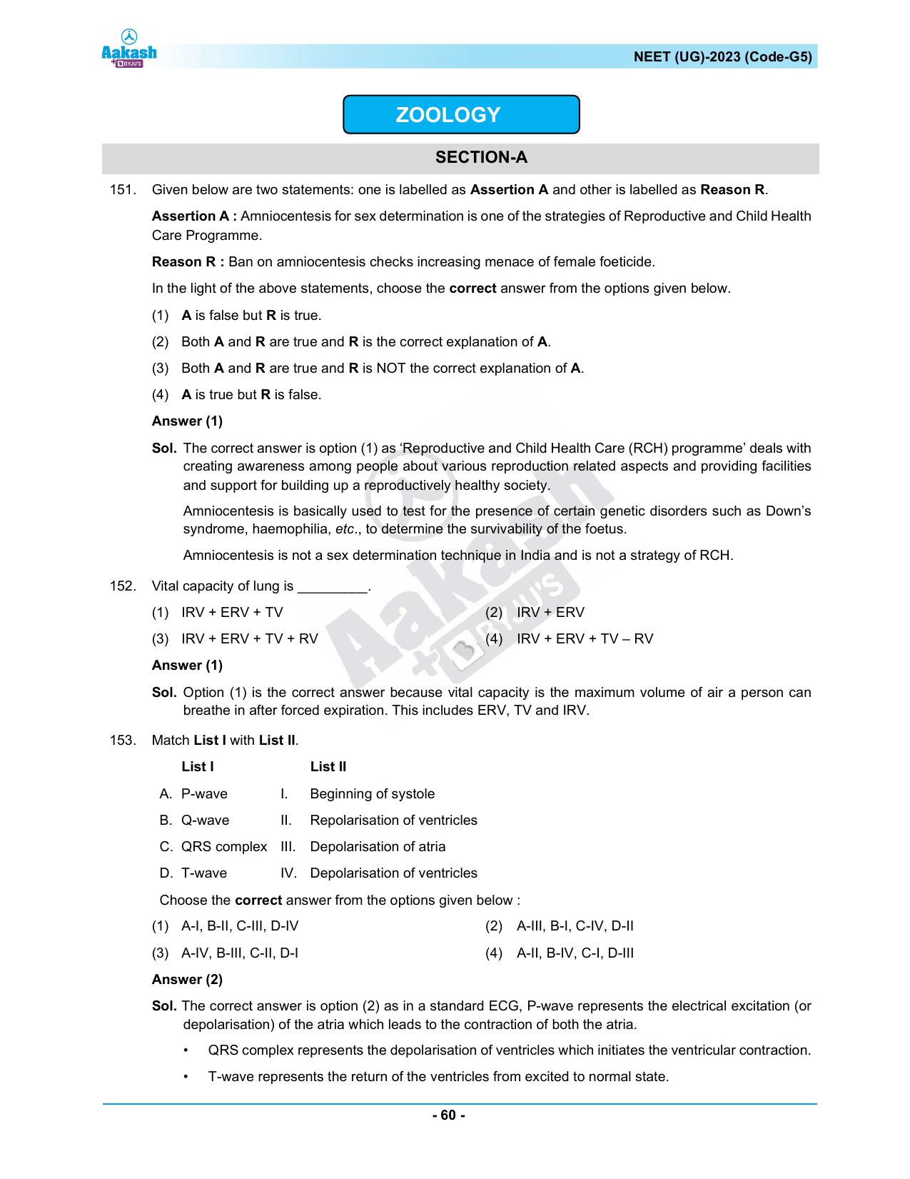 NEET 2023 Question Paper G5 (Aakash Institute) - Page 60