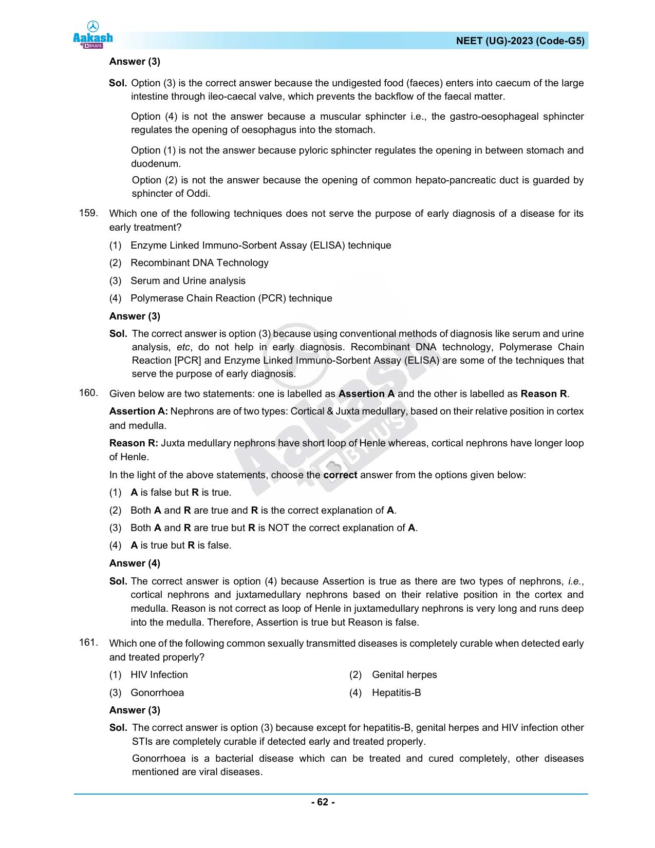 NEET 2023 Question Paper G5 (Aakash Institute) - Page 62