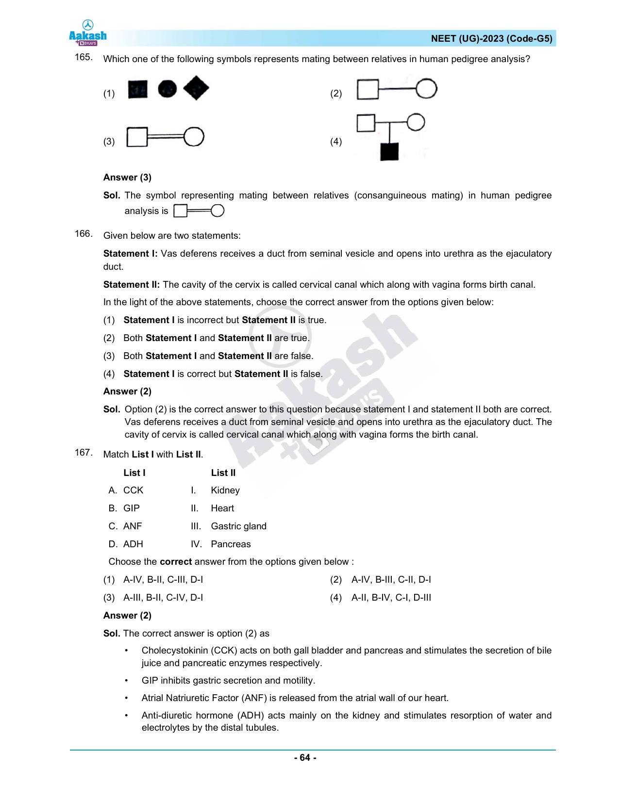 NEET 2023 Question Paper G5 (Aakash Institute) - Page 64