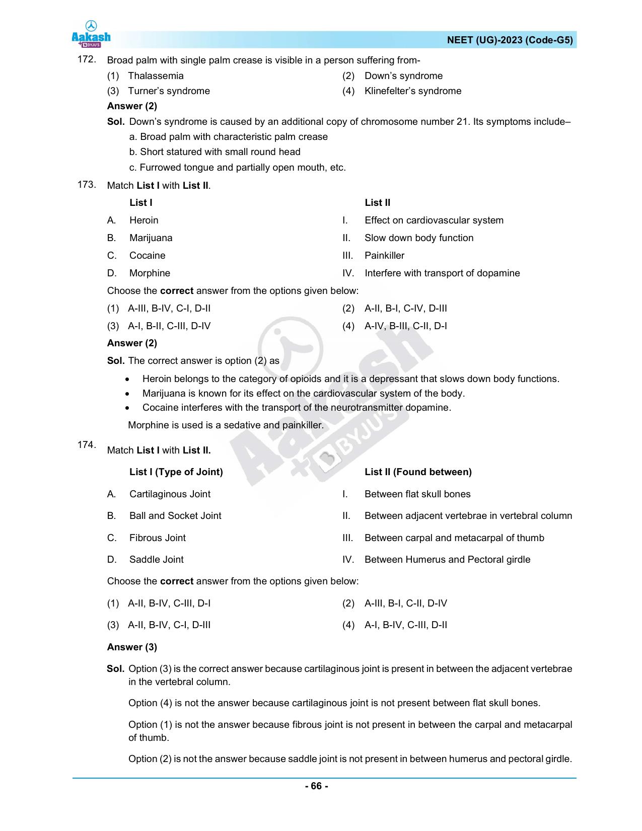 NEET 2023 Question Paper G5 (Aakash Institute) - Page 66