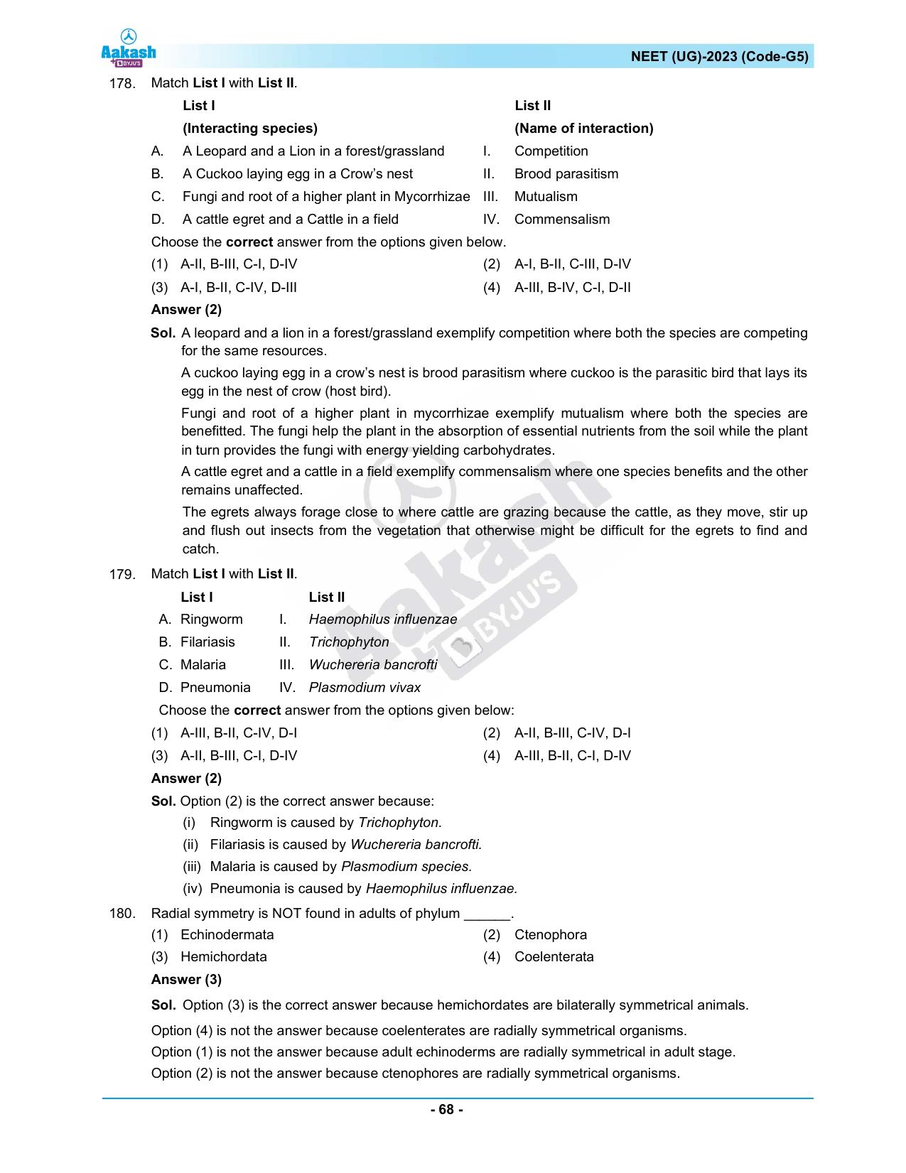 NEET 2023 Question Paper G5 (Aakash Institute) - Page 68
