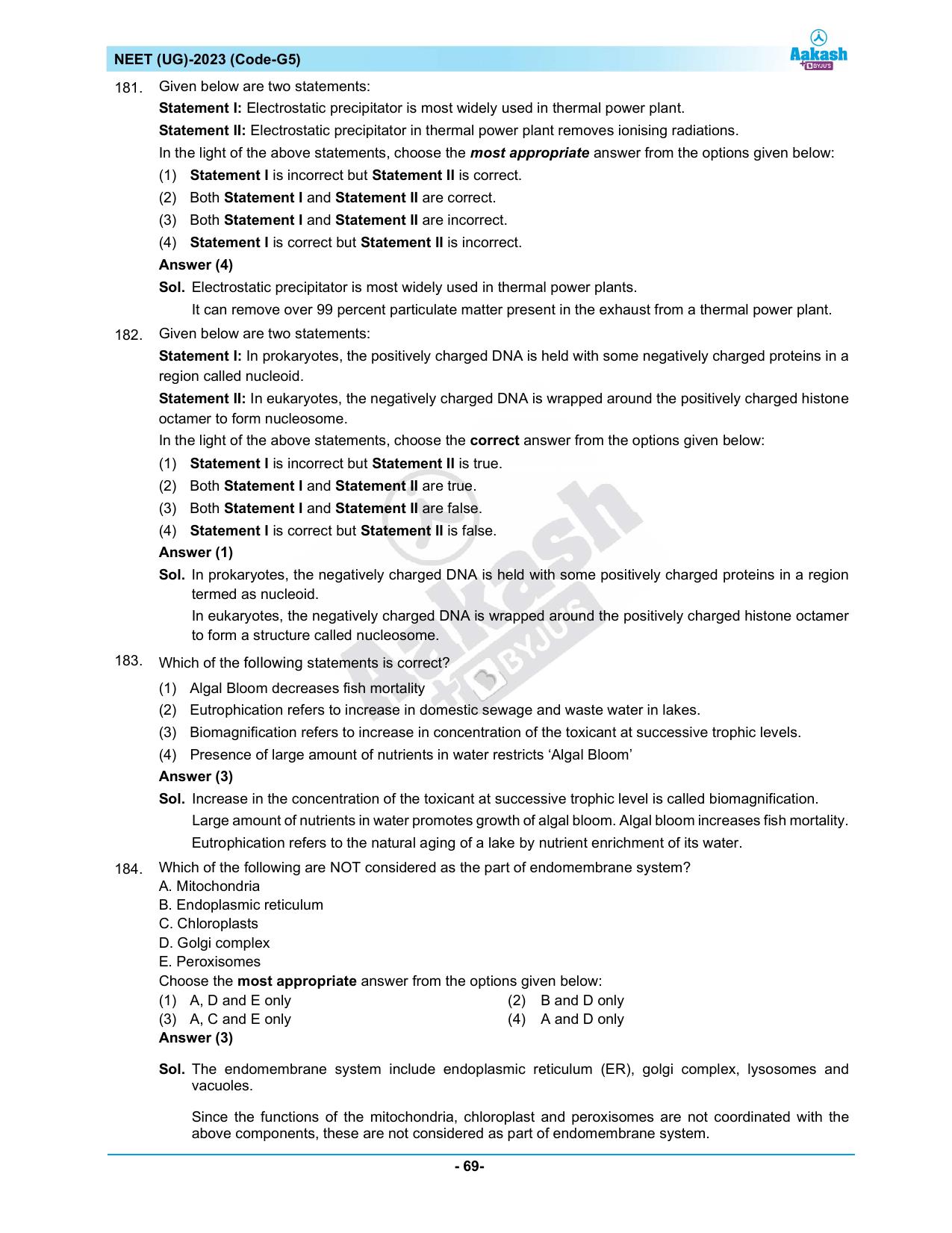 NEET 2023 Question Paper G5 (Aakash Institute) - Page 69