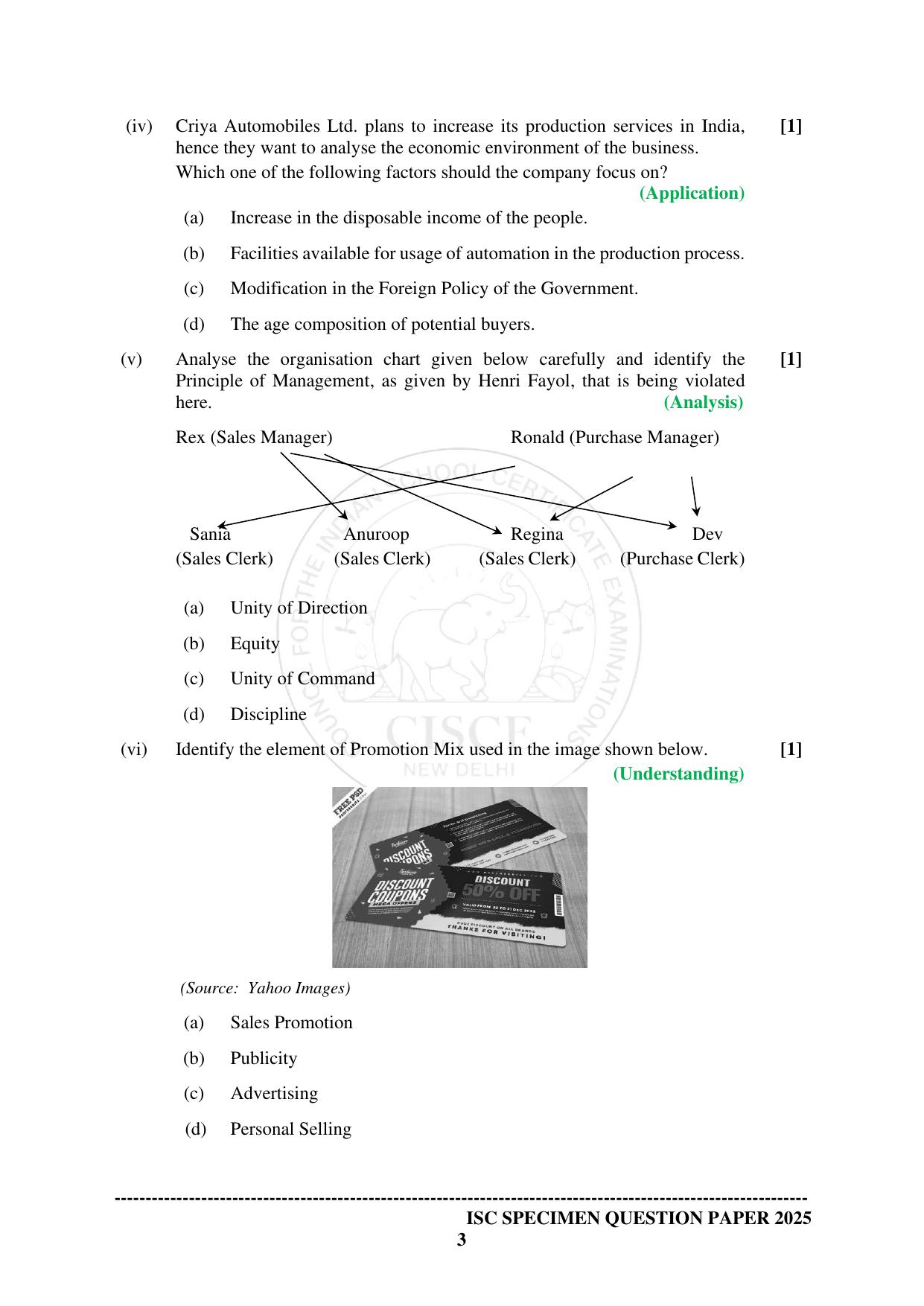 ISC Class 12 2025 COMMERCE (SQP & AK) Specimen Paper - Page 3