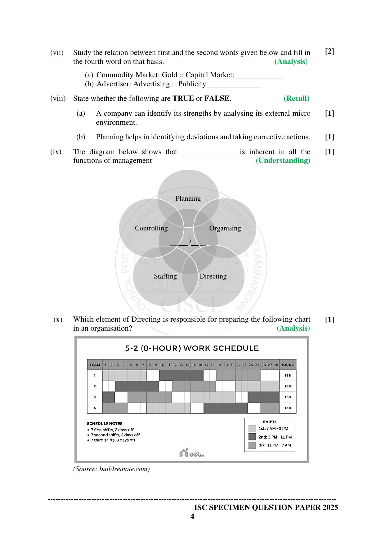 ISC Class 12 2025 COMMERCE (SQP & AK) Specimen Paper - Page 4