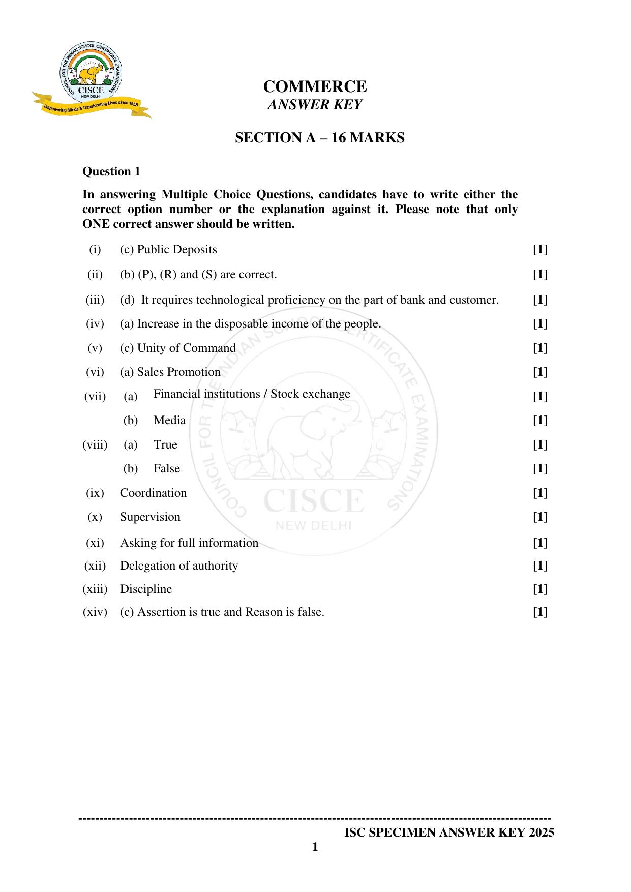 ISC Class 12 2025 COMMERCE (SQP & AK) Specimen Paper - Page 9
