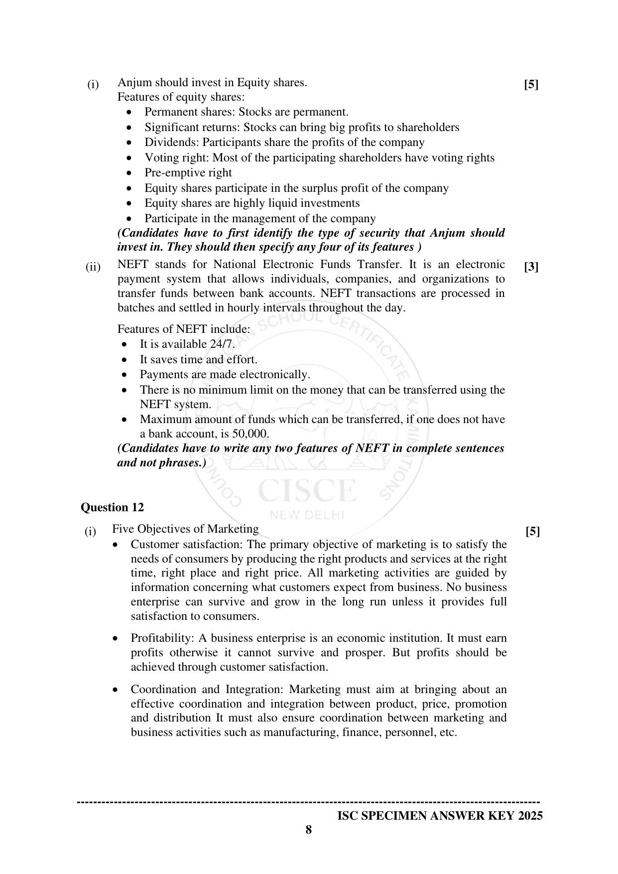 ISC Class 12 2025 COMMERCE (SQP & AK) Specimen Paper - Page 16