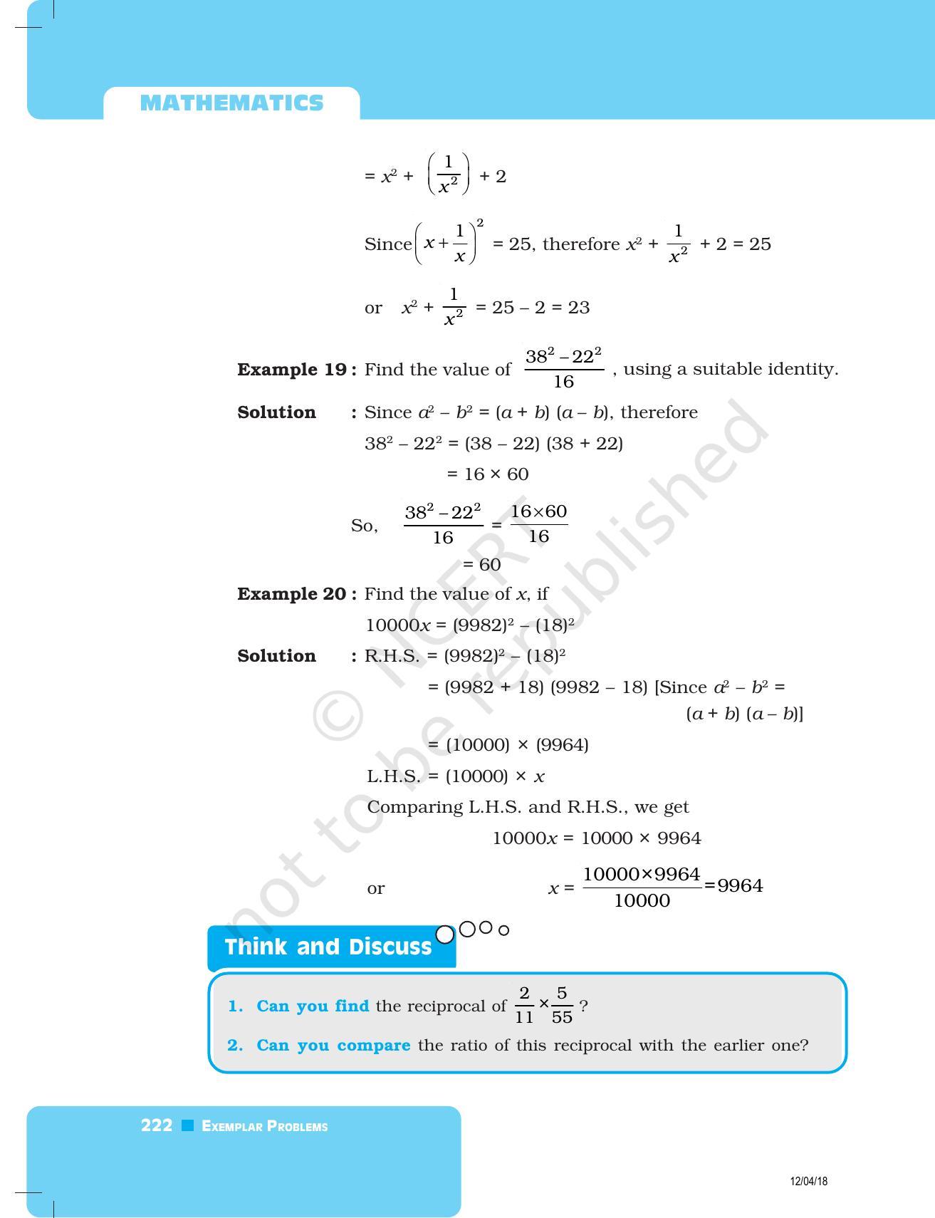 NCERT Exemplar Book for Class 8 Maths: Chapter 7- Algebraic Expressions and Identities & Factorisation - Page 10