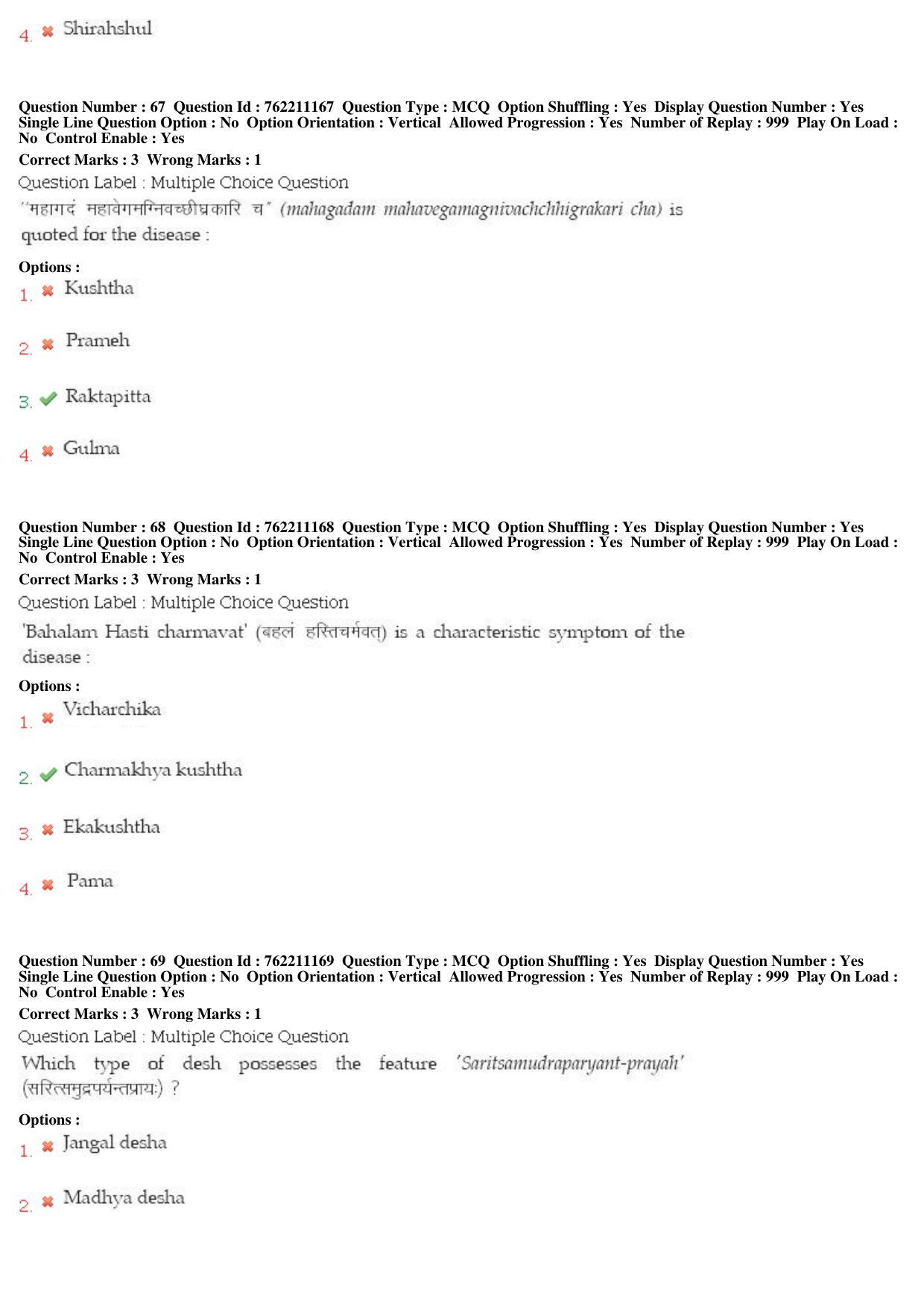 BHU RET Samhita Sanskrit 2019 Question Paper  - Page 31
