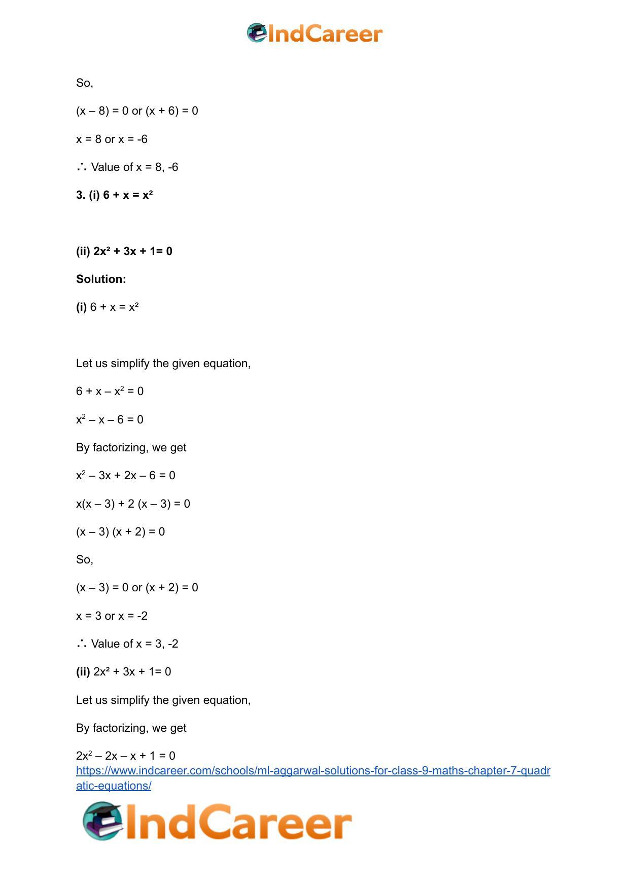 ML Aggarwal Solutions for Class 9 Maths Chapter 7- Quadratic Equations - Page 4