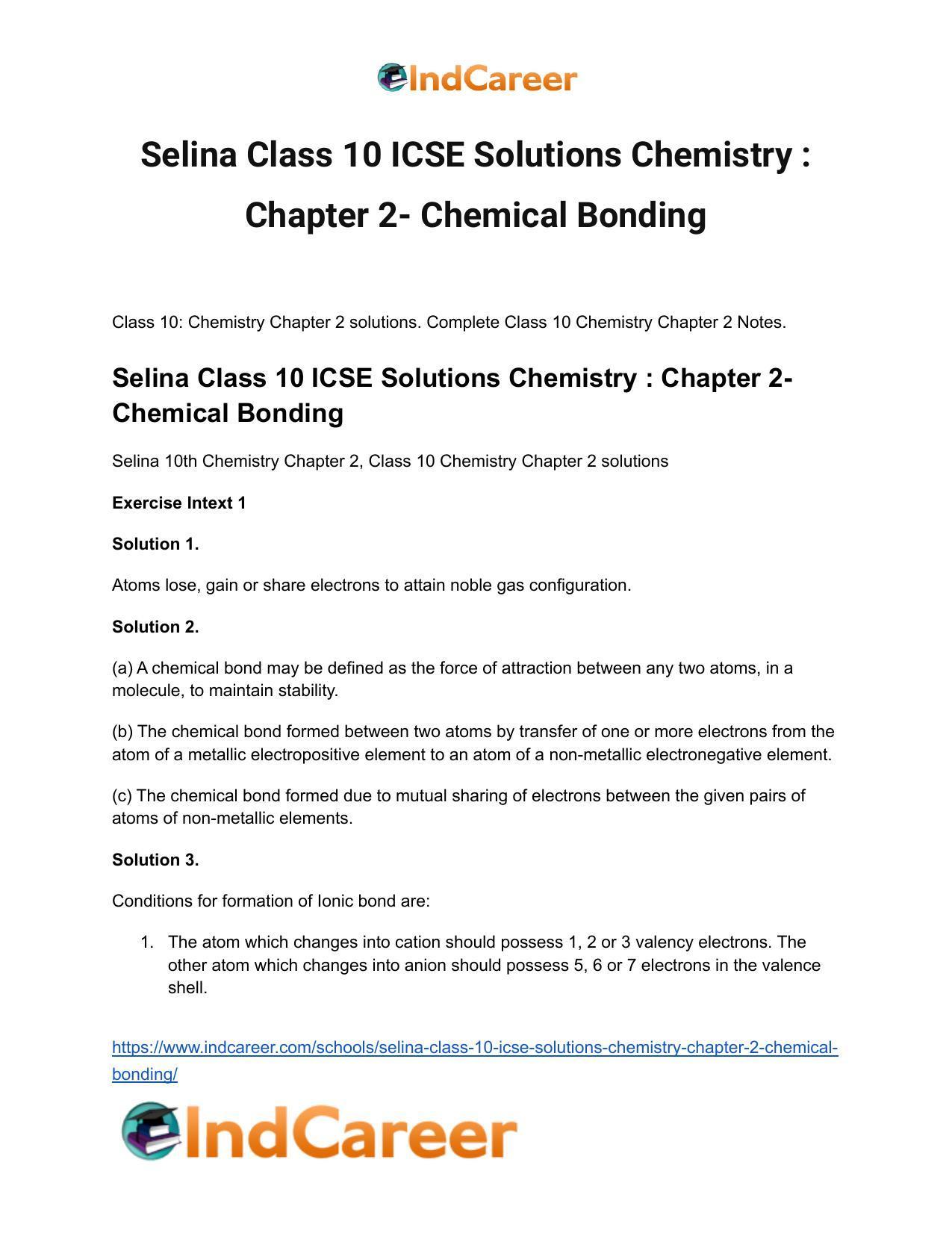 Selina Class 10 ICSE Solutions Chemistry : Chapter 2- Chemical Bonding - Page 2