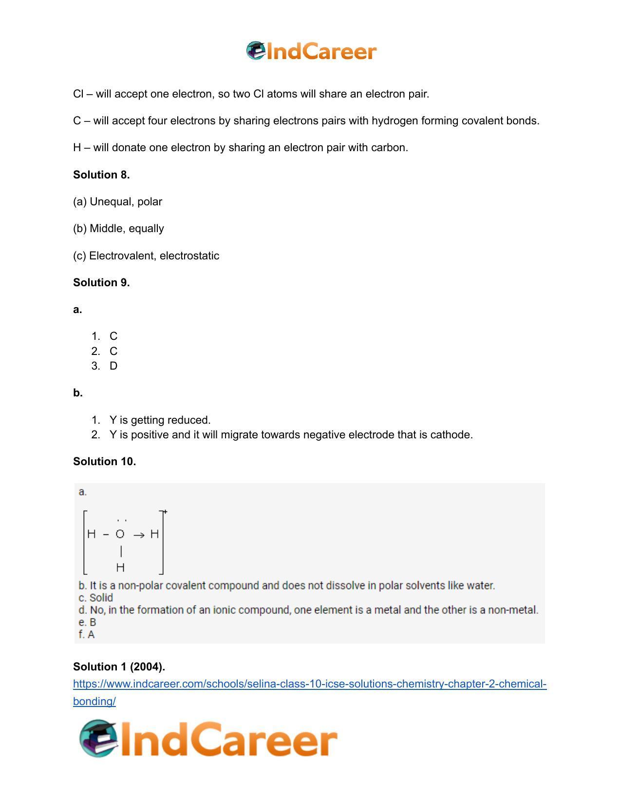 Selina Class 10 ICSE Solutions Chemistry : Chapter 2- Chemical Bonding - Page 18