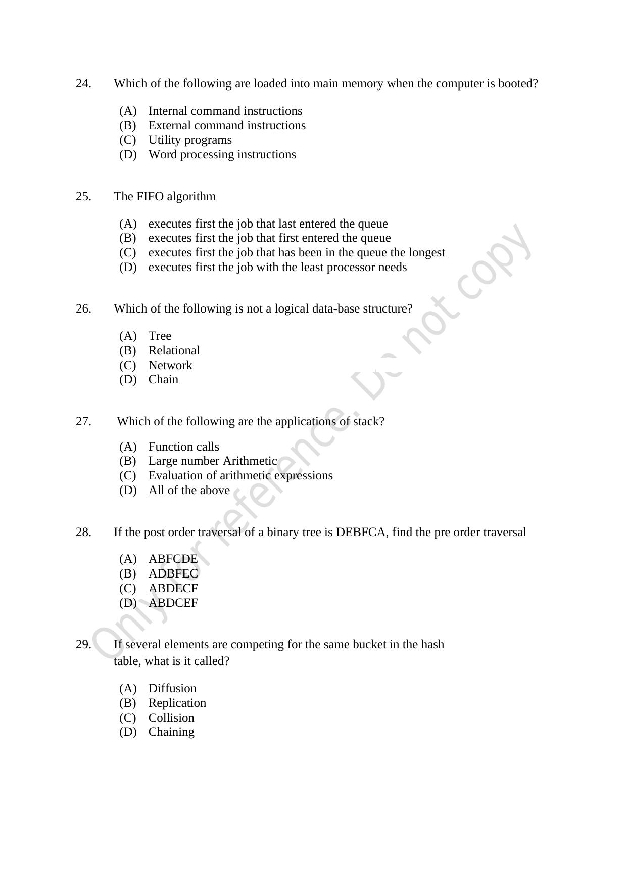 CUSAT CAT 2021 MSc Computer Science Question Paper - Page 6