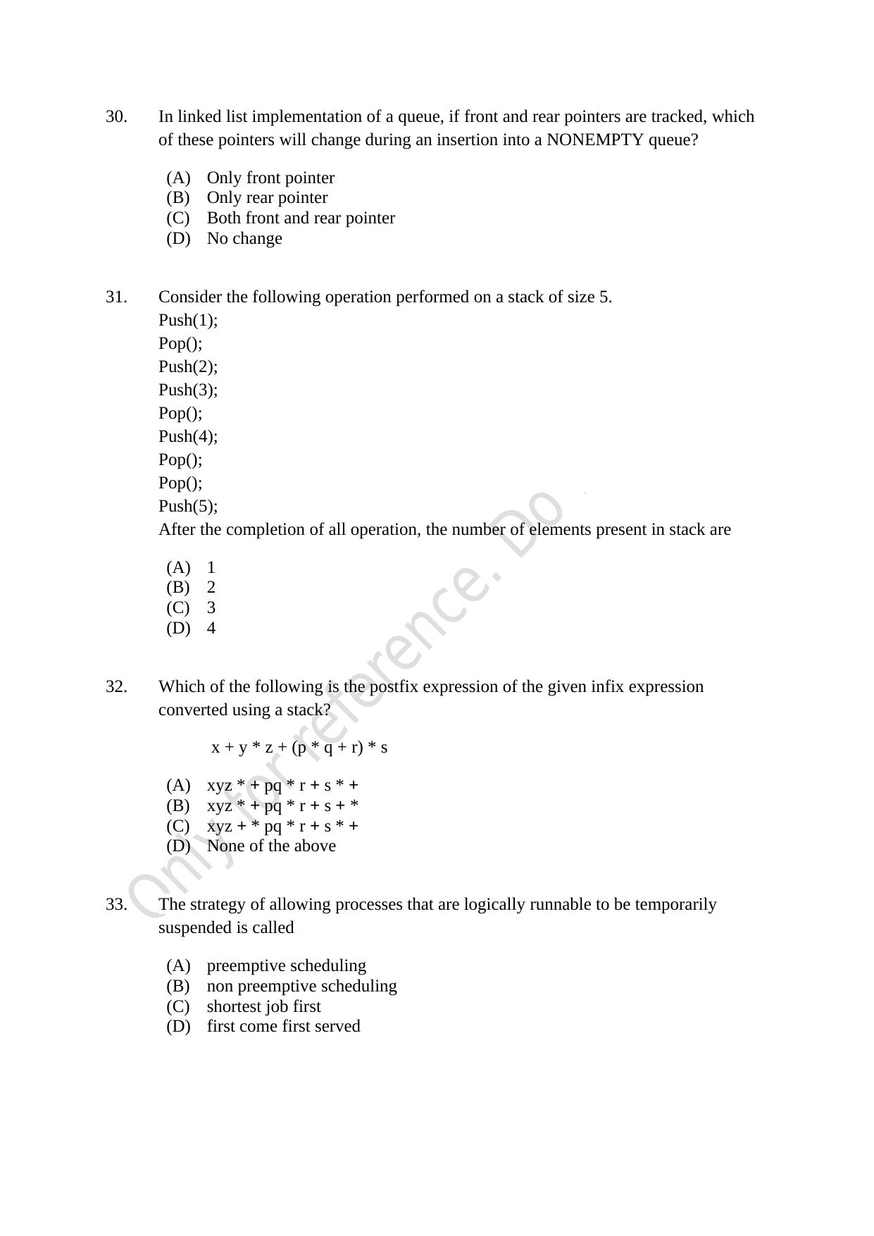 CUSAT CAT 2021 MSc Computer Science Question Paper - Page 7