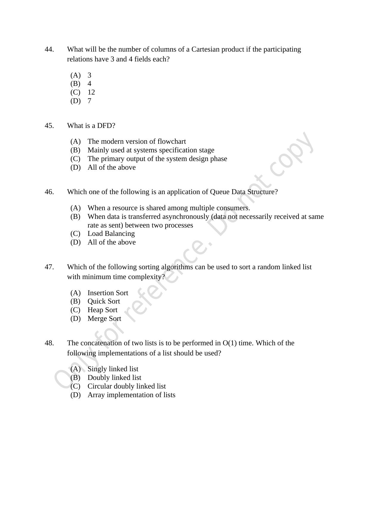 CUSAT CAT 2021 MSc Computer Science Question Paper - Page 10