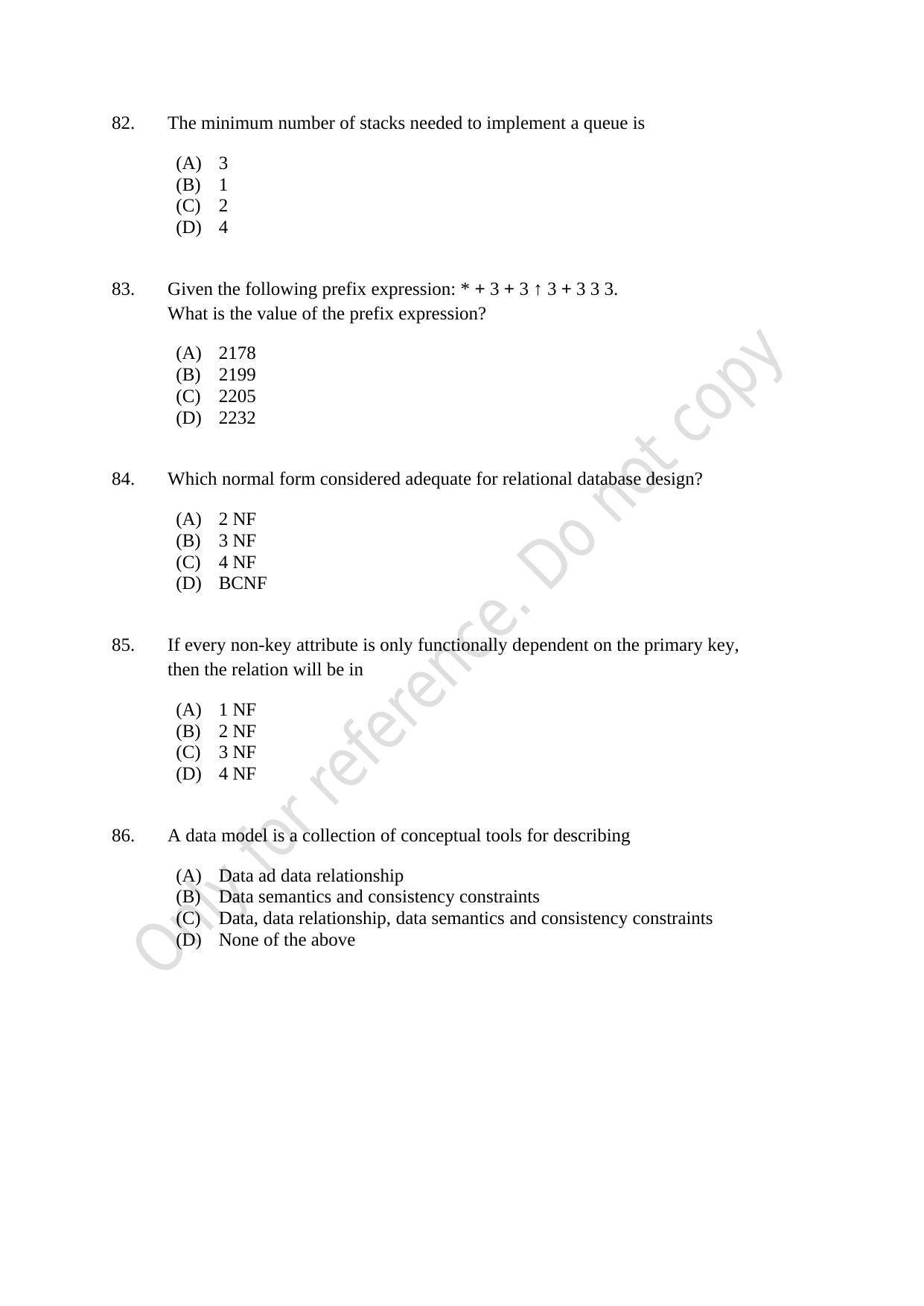 CUSAT CAT 2021 MSc Computer Science Question Paper - Page 18