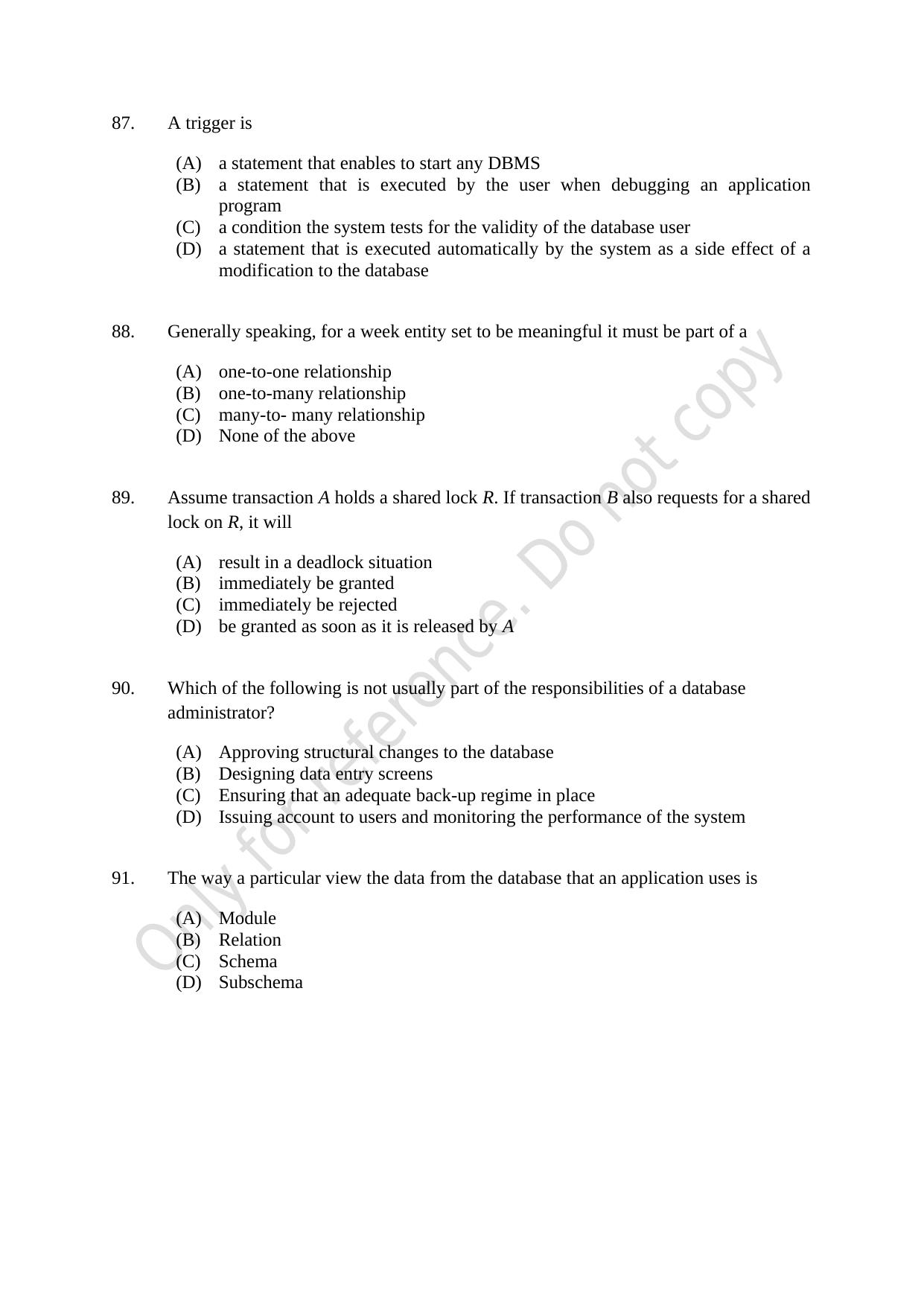 CUSAT CAT 2021 MSc Computer Science Question Paper - Page 19