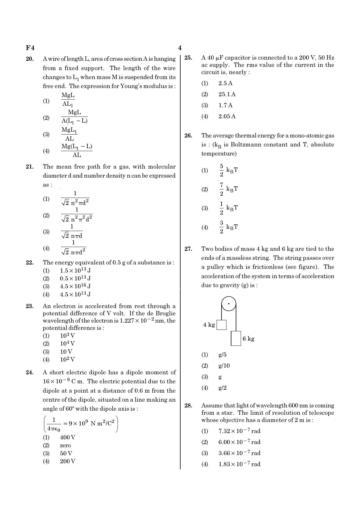 NEET F4 2020 Question Paper - Page 4
