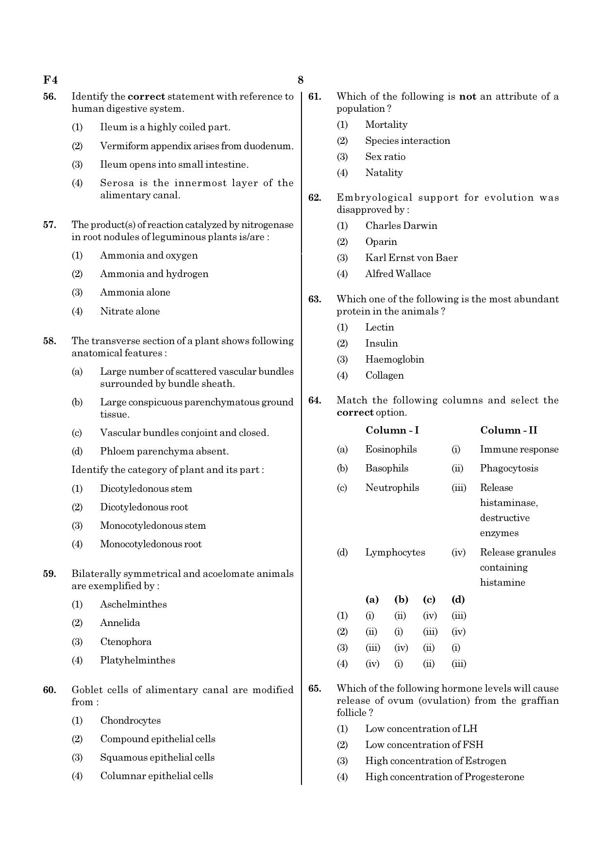 NEET F4 2020 Question Paper - Page 8