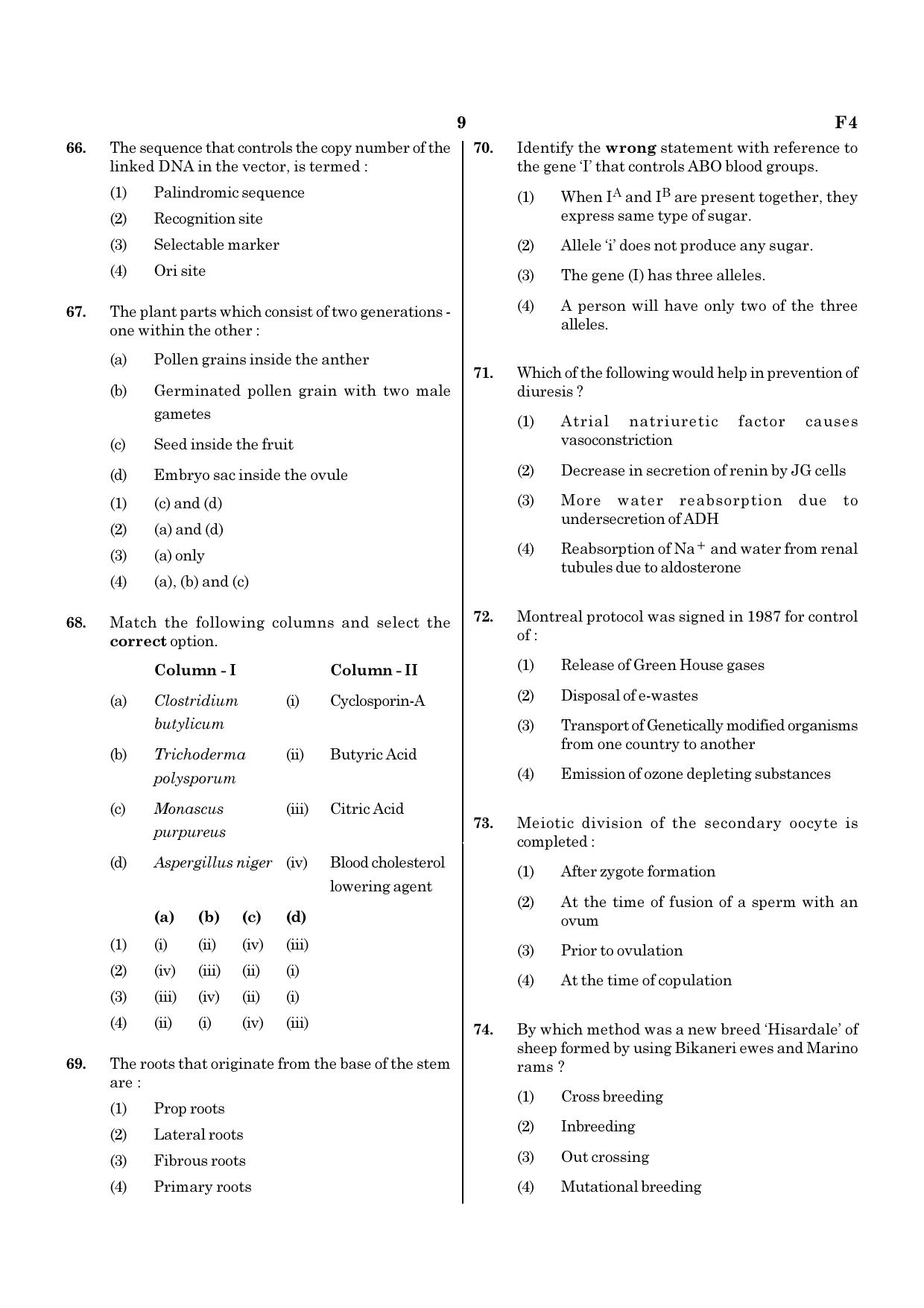 NEET F4 2020 Question Paper - Page 9