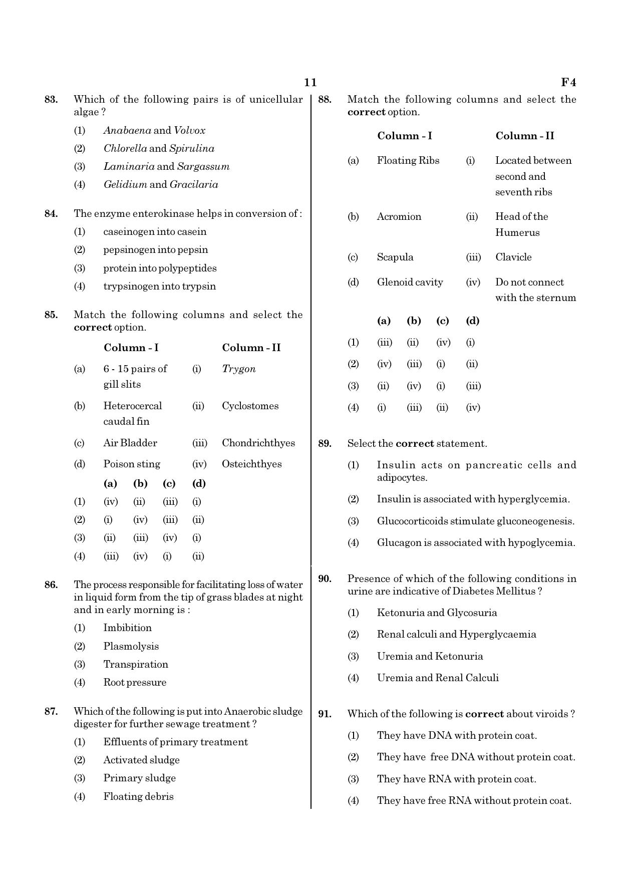 NEET F4 2020 Question Paper - Page 11