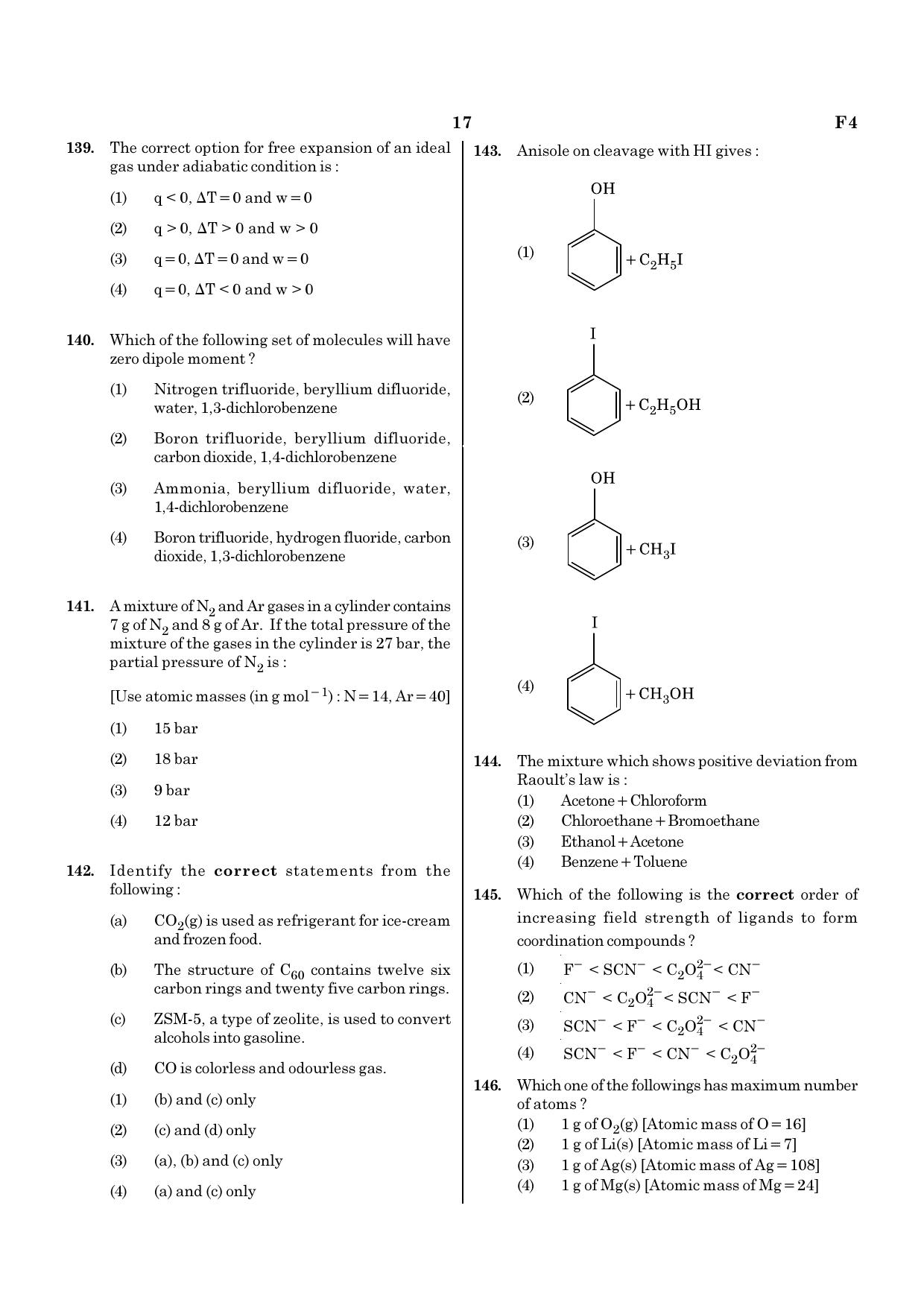 NEET F4 2020 Question Paper - Page 17