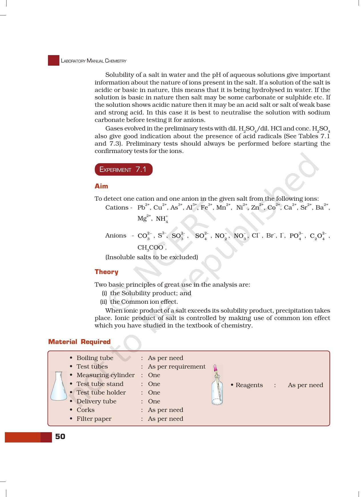 NCERT Laboratory Manuals for Class XII Chemistry - Unit 7 (Systematic Qualitative Analysis) - Page 2