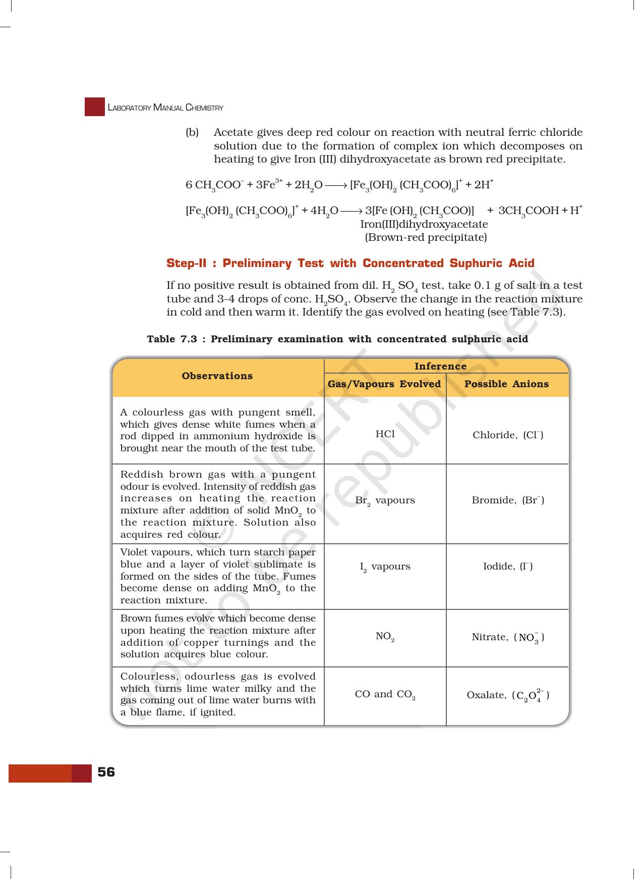 NCERT Laboratory Manuals for Class XII Chemistry - Unit 7 (Systematic Qualitative Analysis) - Page 8