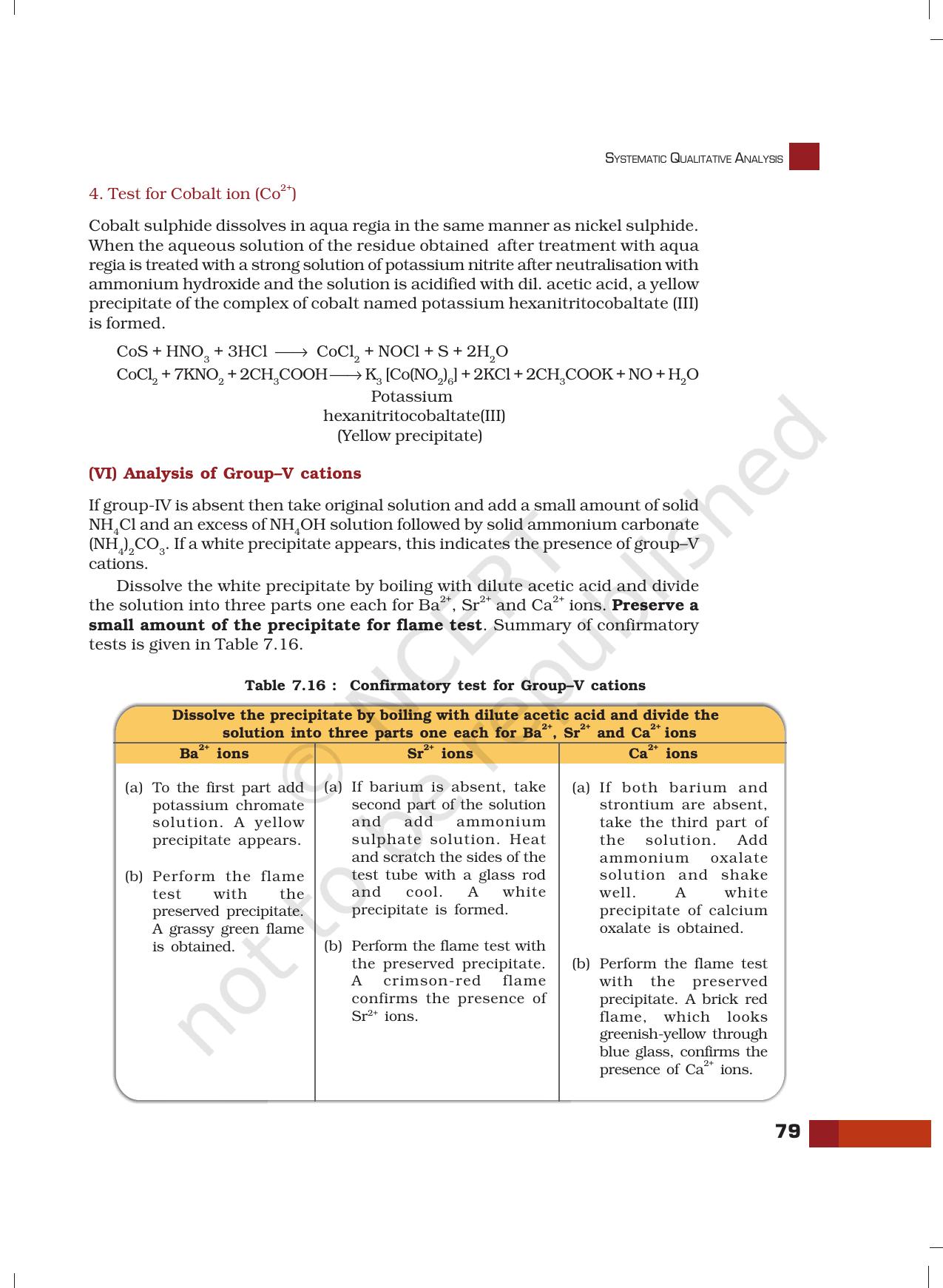 NCERT Laboratory Manuals for Class XII Chemistry - Unit 7 (Systematic Qualitative Analysis) - Page 31