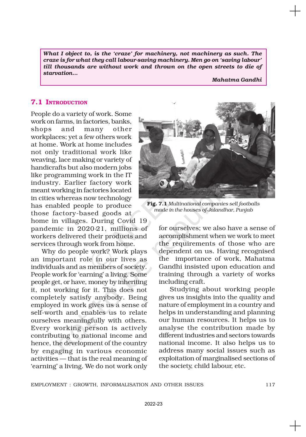 NCERT Book for Class 11 Economics (Indian Economics) Chapter 7 Employment: Growth, Informalisation and Other Issues - Page 2