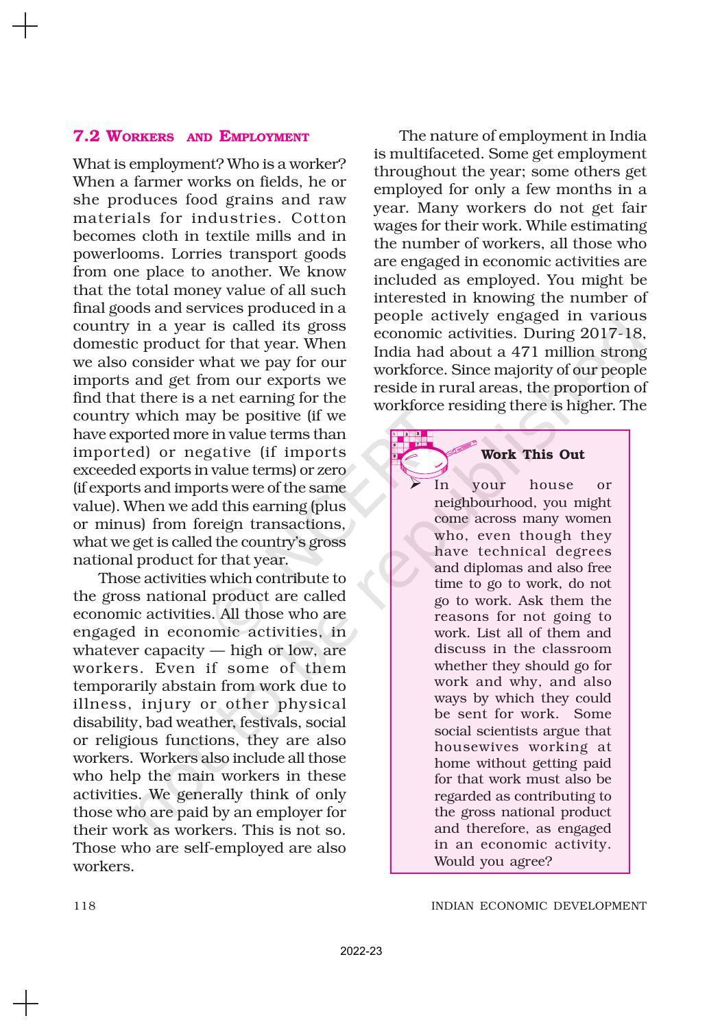 NCERT Book for Class 11 Economics (Indian Economics) Chapter 7 Employment: Growth, Informalisation and Other Issues - Page 3
