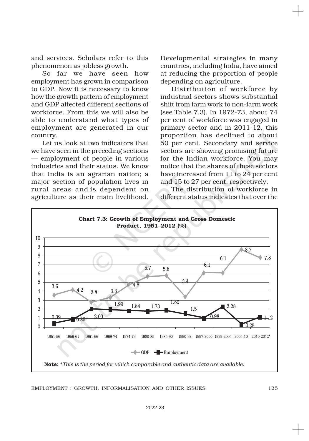 NCERT Book for Class 11 Economics (Indian Economics) Chapter 7 Employment: Growth, Informalisation and Other Issues - Page 10