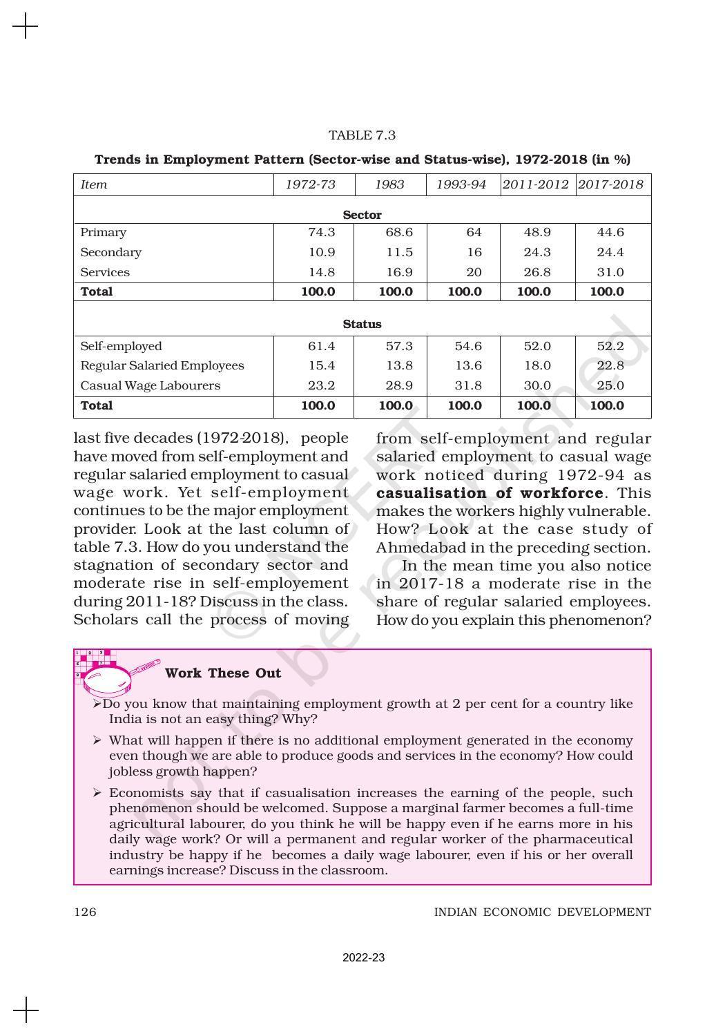 NCERT Book for Class 11 Economics (Indian Economics) Chapter 7 Employment: Growth, Informalisation and Other Issues - Page 11