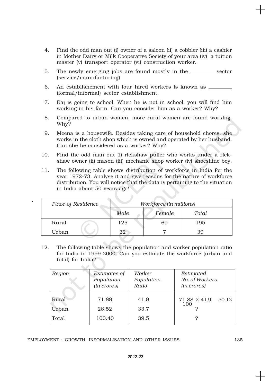 NCERT Book for Class 11 Economics (Indian Economics) Chapter 7 Employment: Growth, Informalisation and Other Issues - Page 20