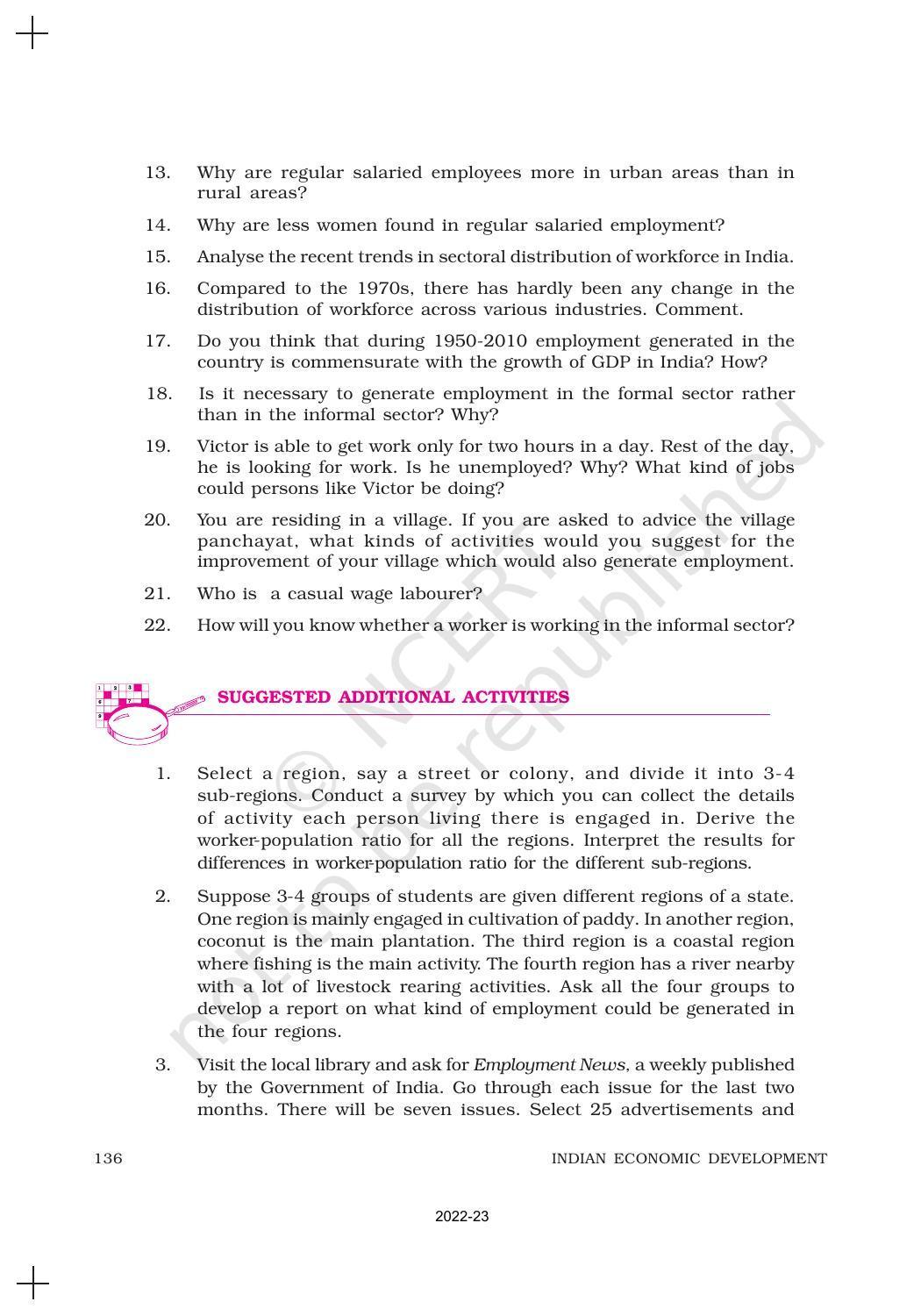 NCERT Book for Class 11 Economics (Indian Economics) Chapter 7 Employment: Growth, Informalisation and Other Issues - Page 21
