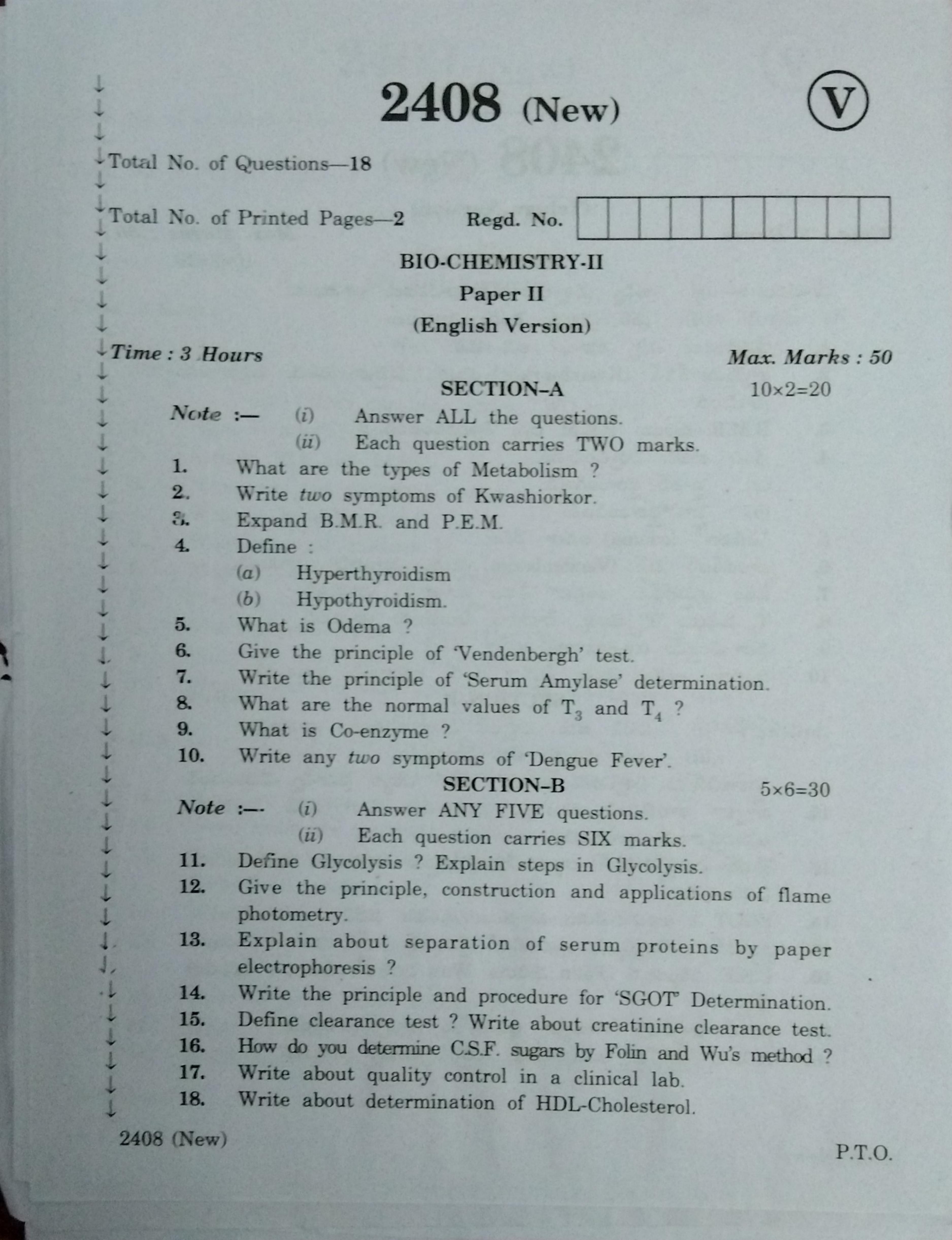 AP Inter 2nd Year Bio Chemistry-II (new) March-2020-Vocational Question Pape - Page 1