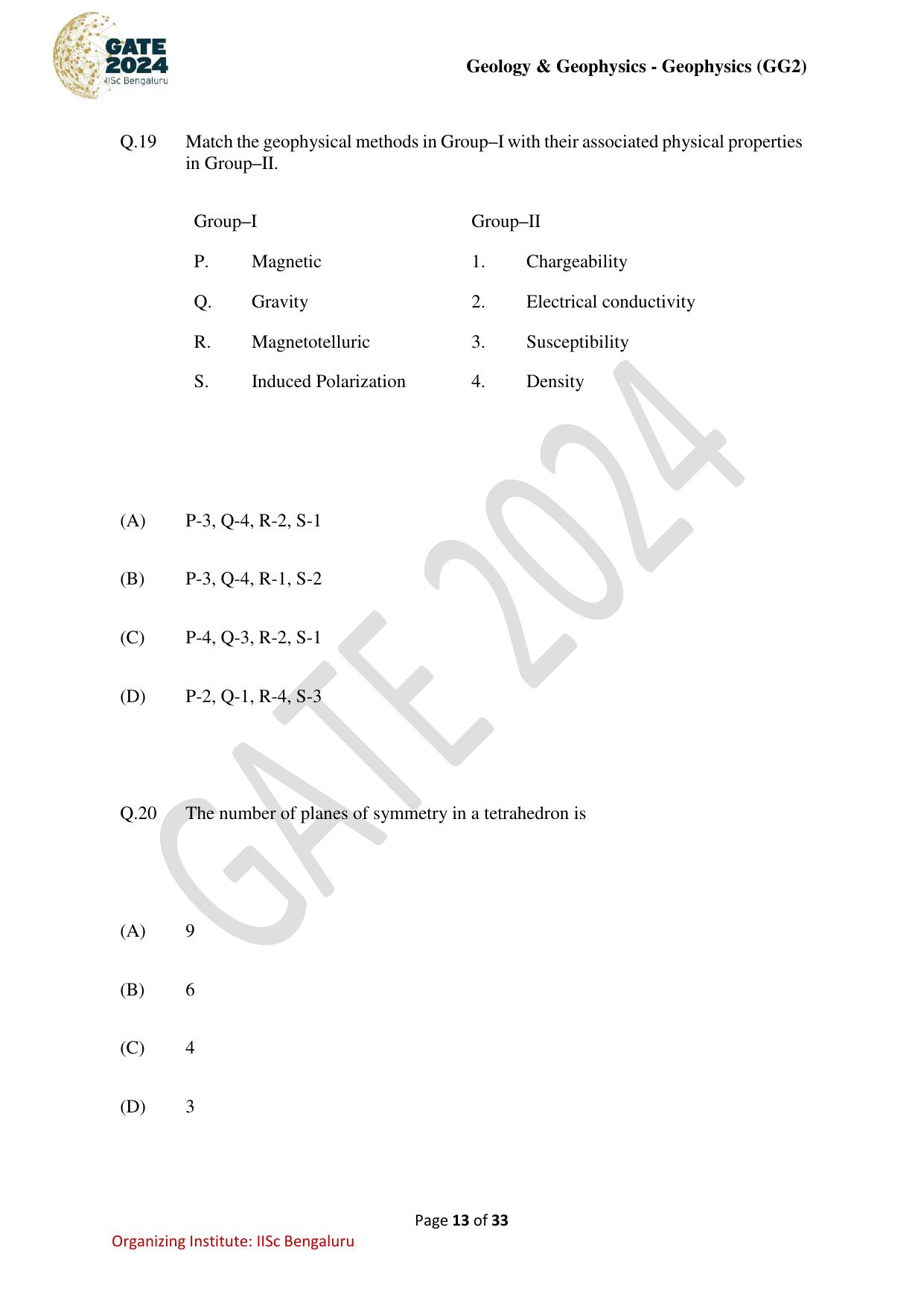 GATE 2024 Geology and Geophysics - Geophysics (GG-2) Question Paper - Page 13